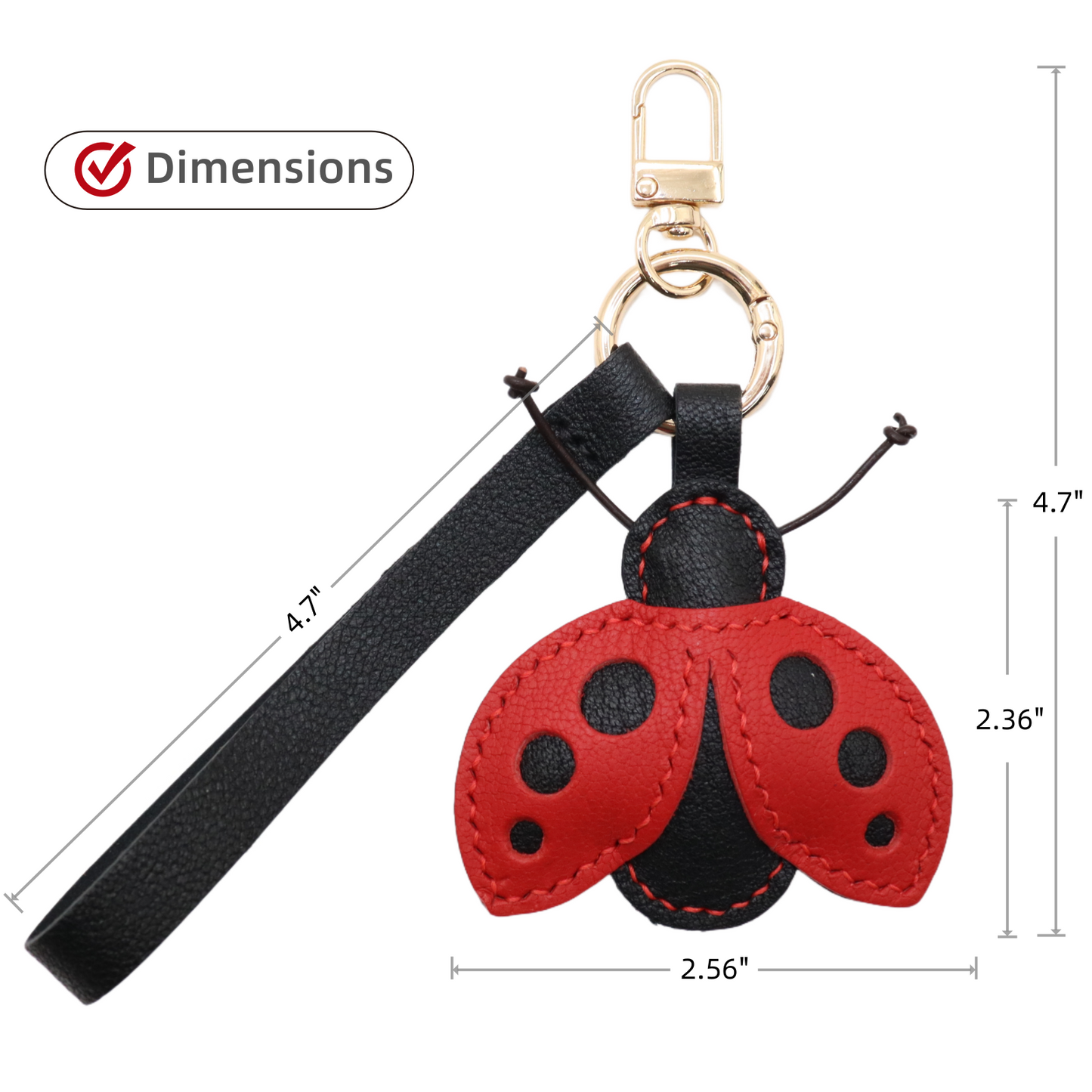 French Goat Leather Ladybug Keychain & Bag Charm