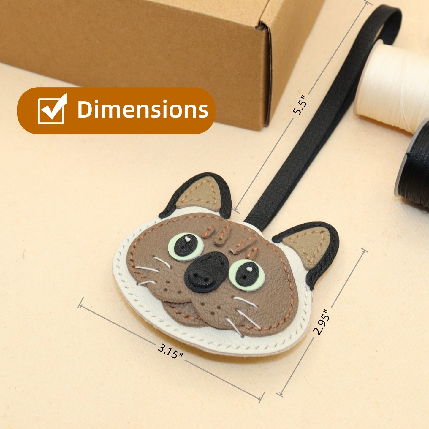 Leather Siamese Cat Bag Charm
