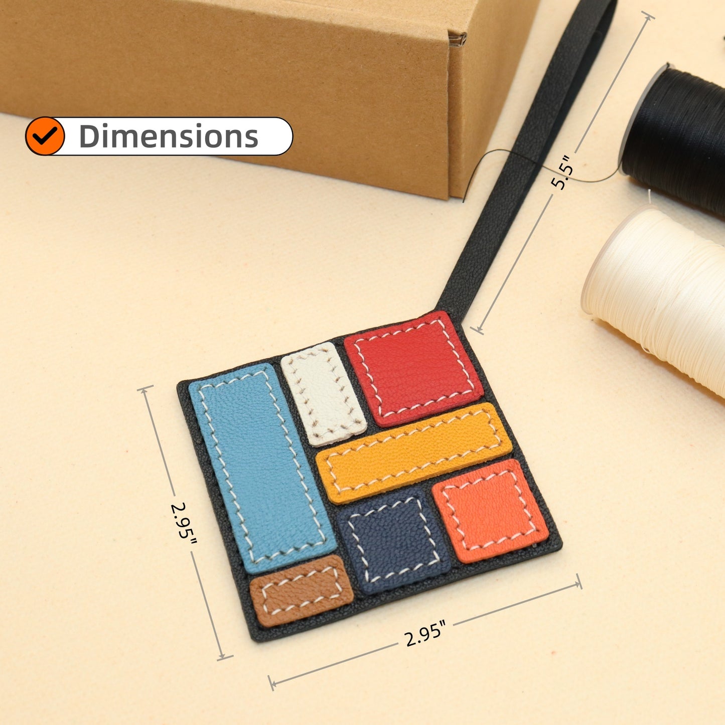Leather Geometric Art Bag Charm