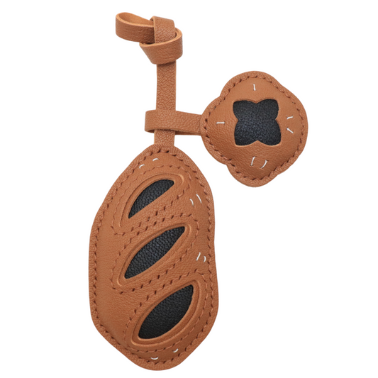 Handmade Leather Bread Charm for Handbag, French Baguette Bread Keychain