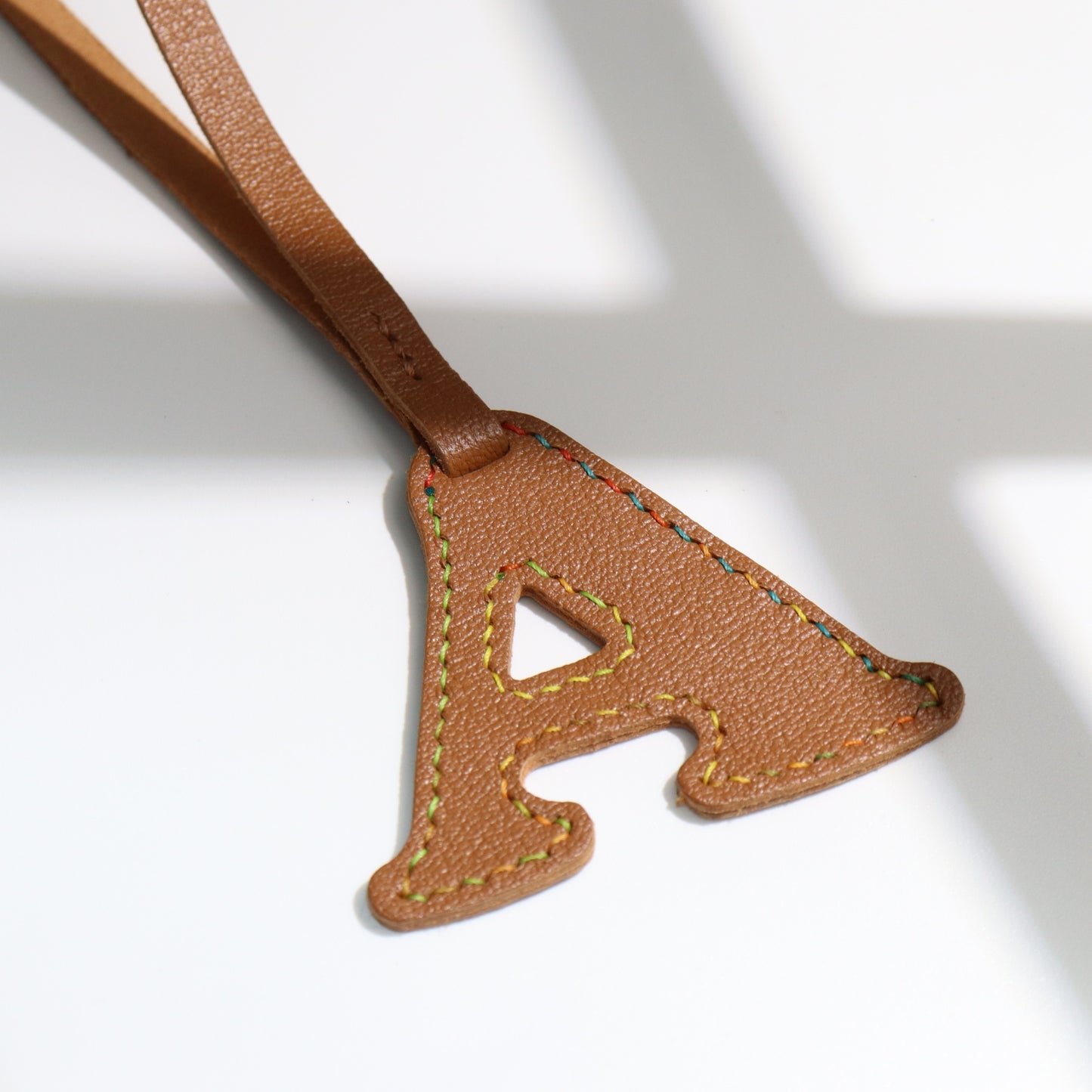 Leather Initial Letter A Bag Charm