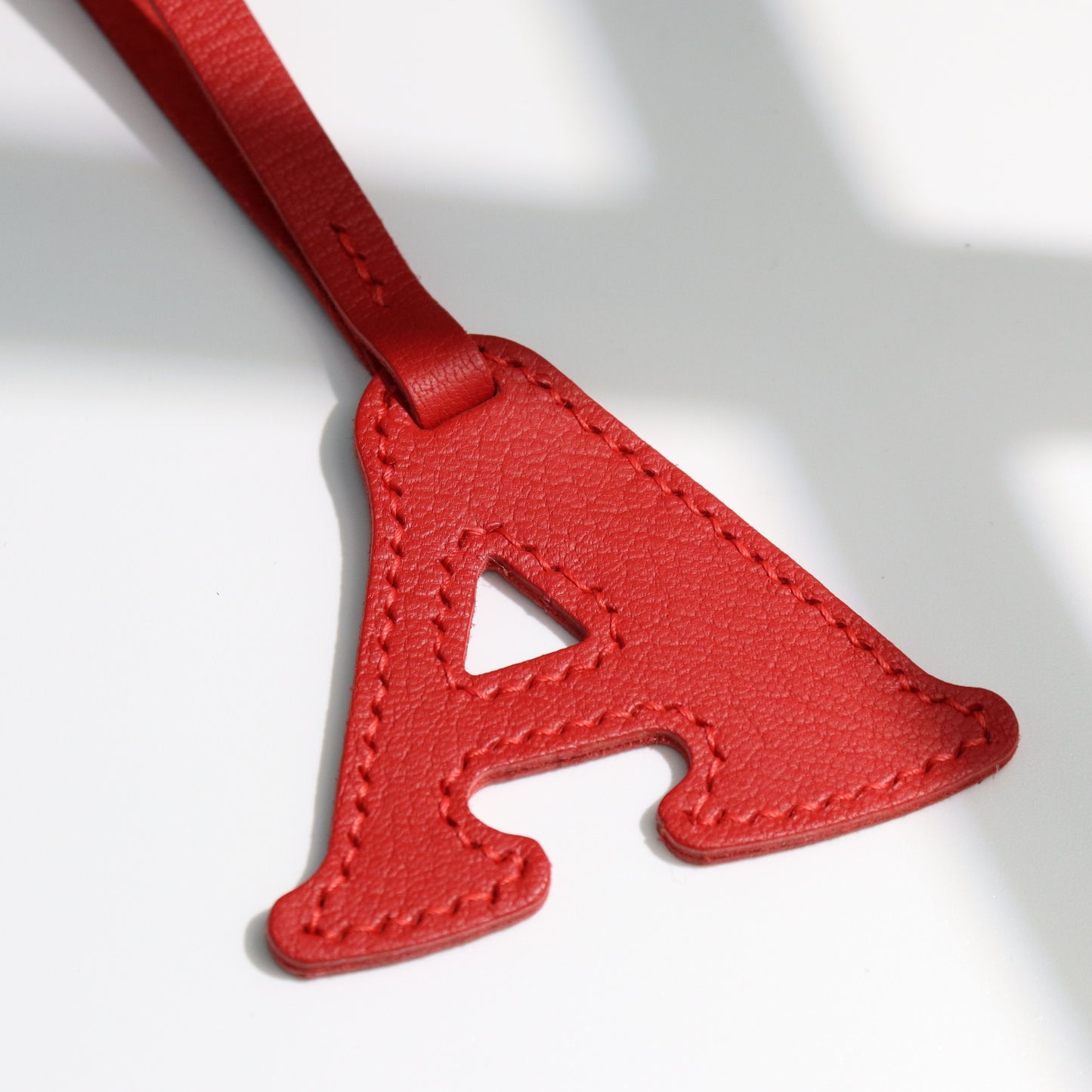Leather Initial Letter A Bag Charm