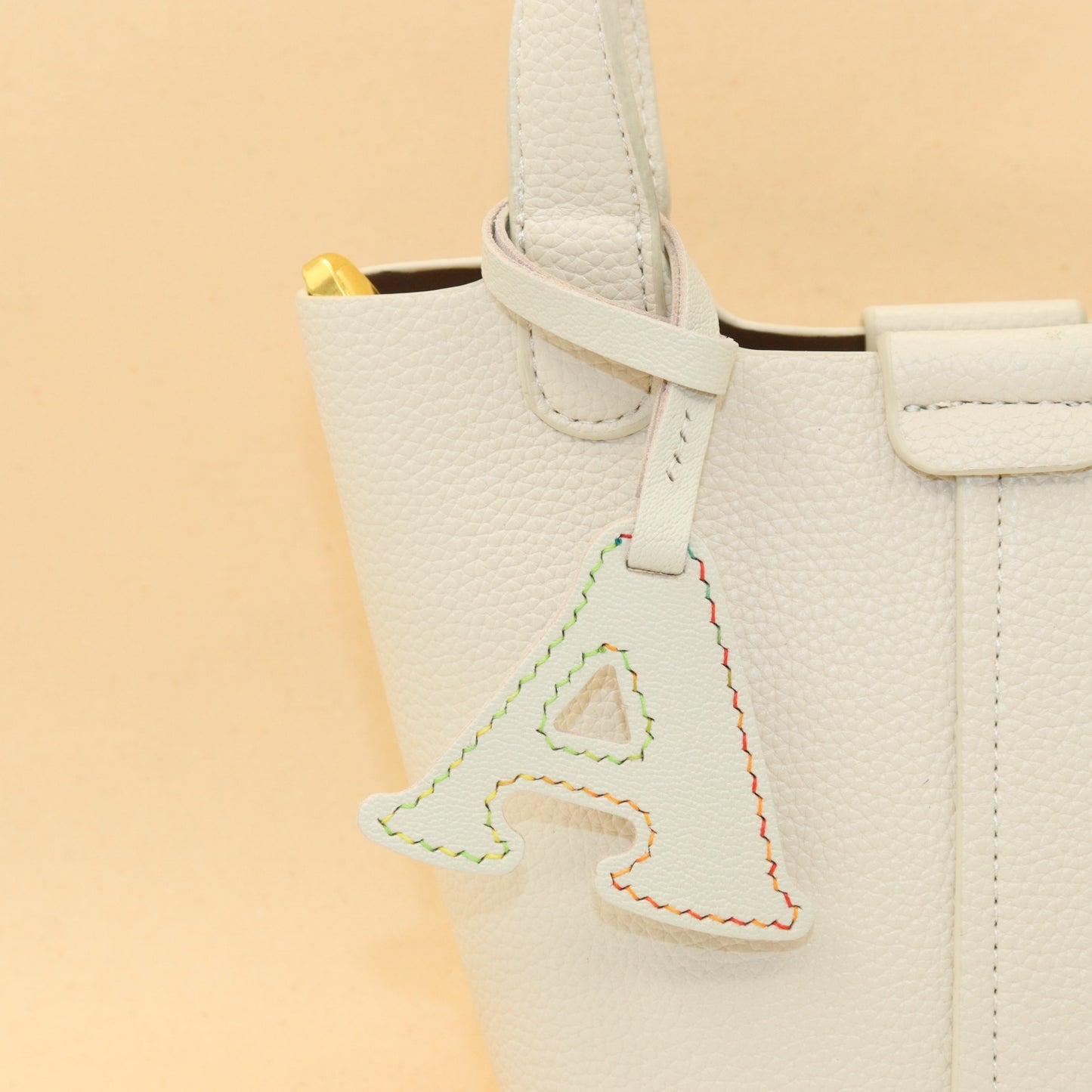 Leather Initial Letter A Bag Charm