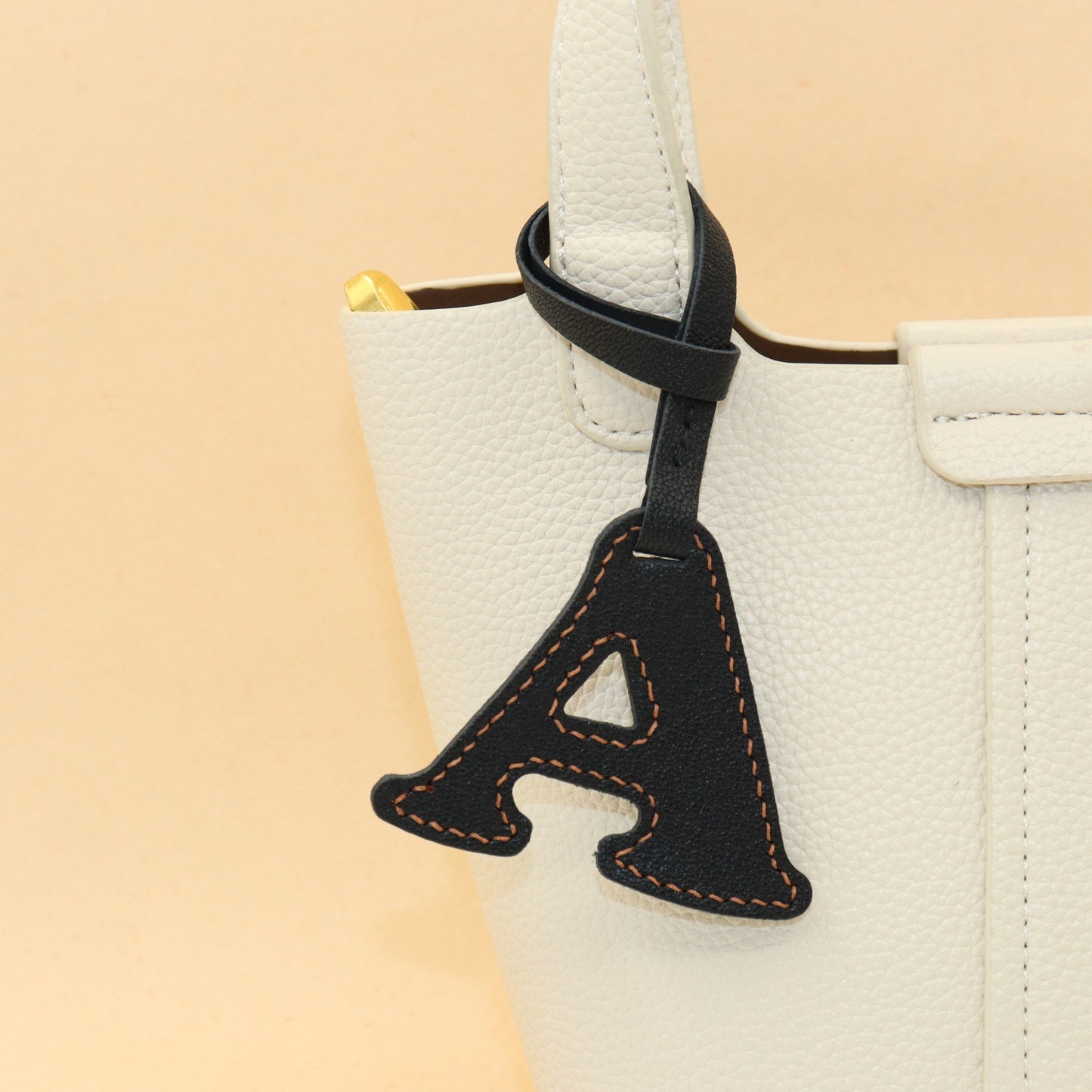 Leather Initial Letter A Bag Charm