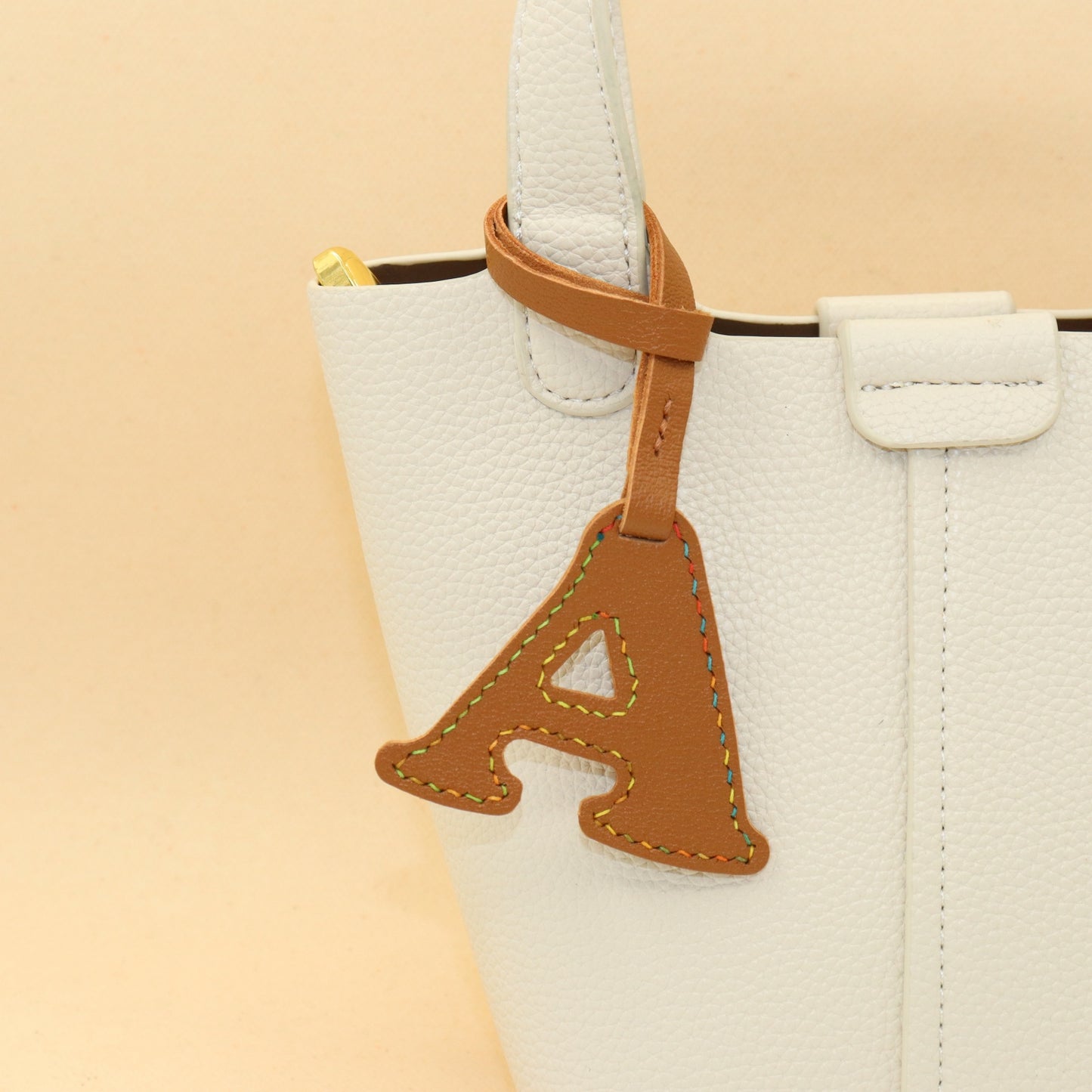 Leather Initial Letter A Bag Charm