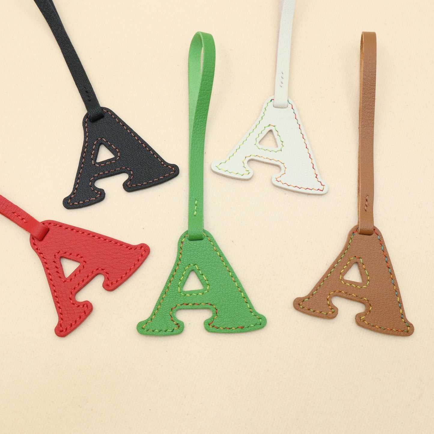 Leather Initial Letter A Bag Charm