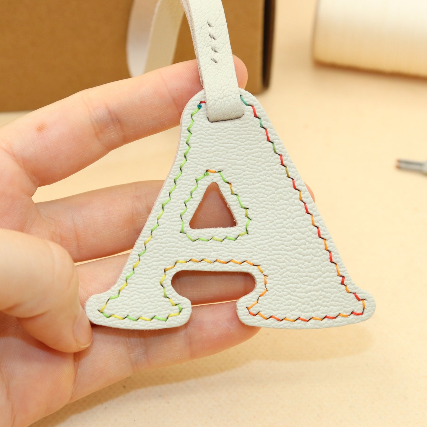 Leather Initial Letter A Bag Charm