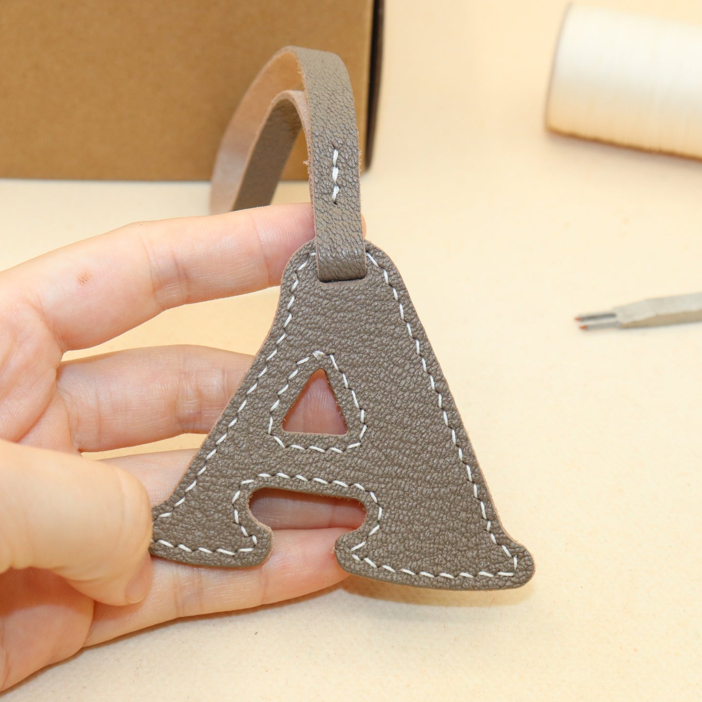 Leather Initial Letter A Bag Charm