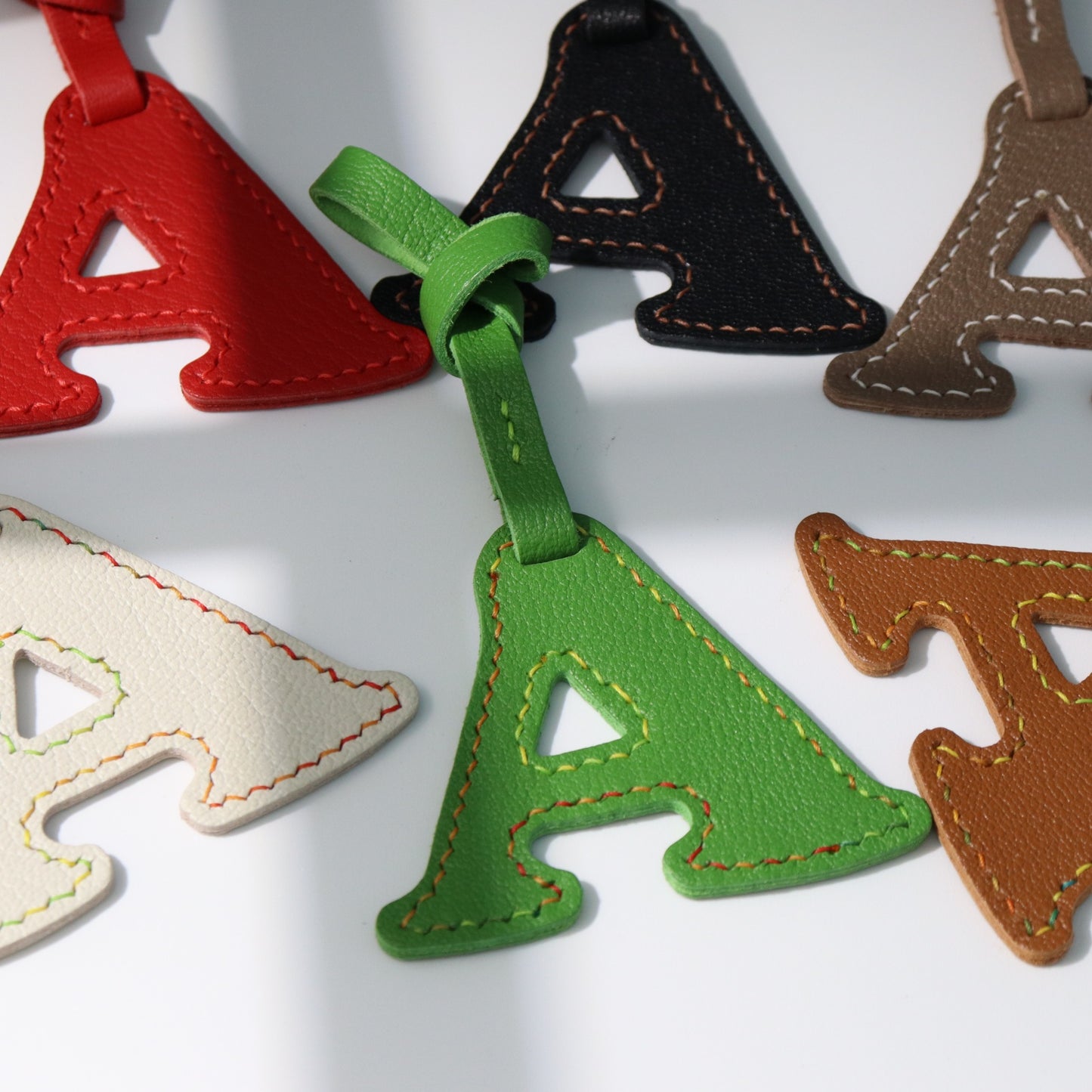 Leather Initial Letter A Bag Charm
