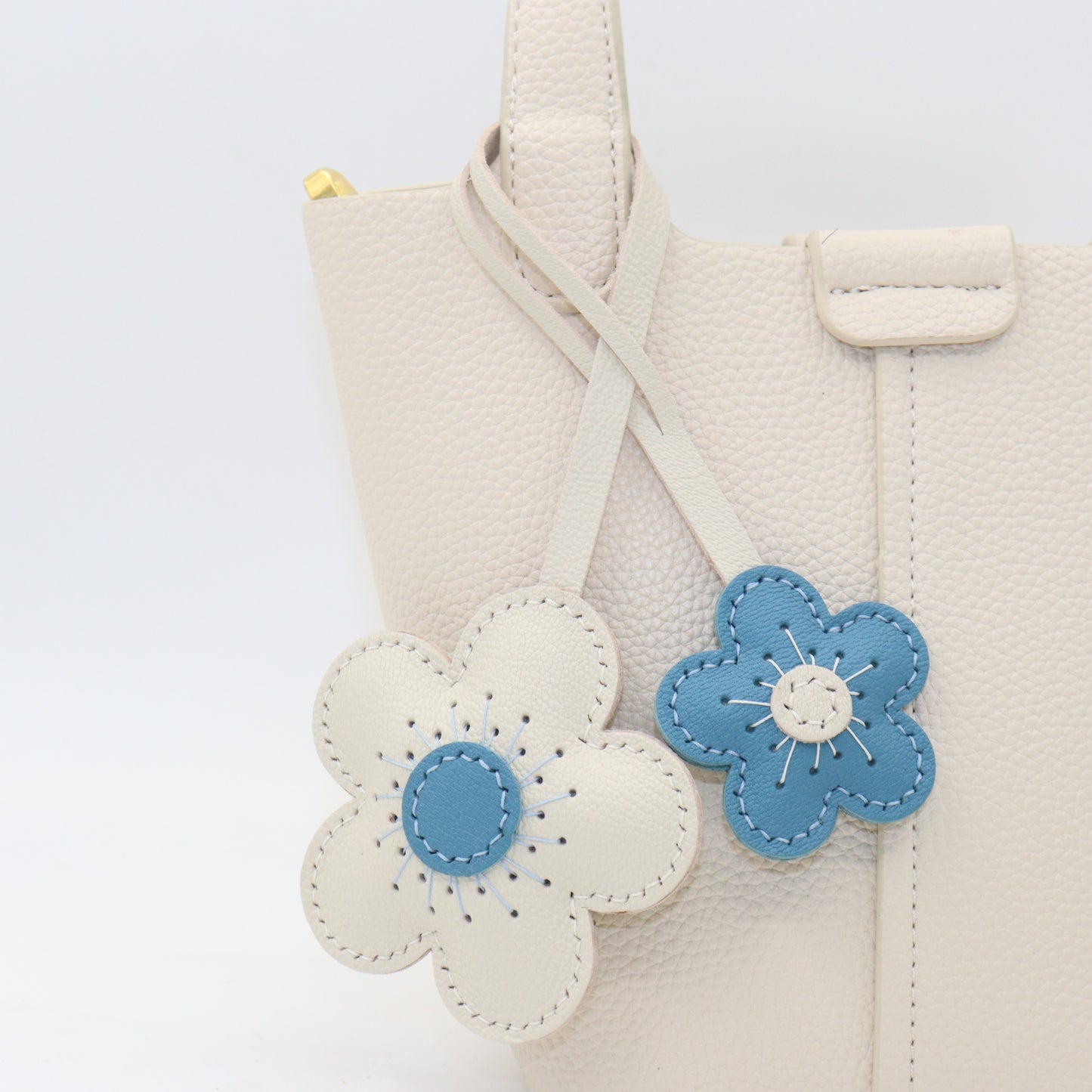 Leather Two-Tone Flower Bag Charms