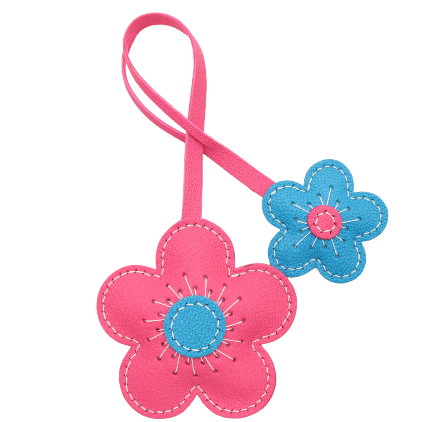 Leather Two-Tone Flower Bag Charms