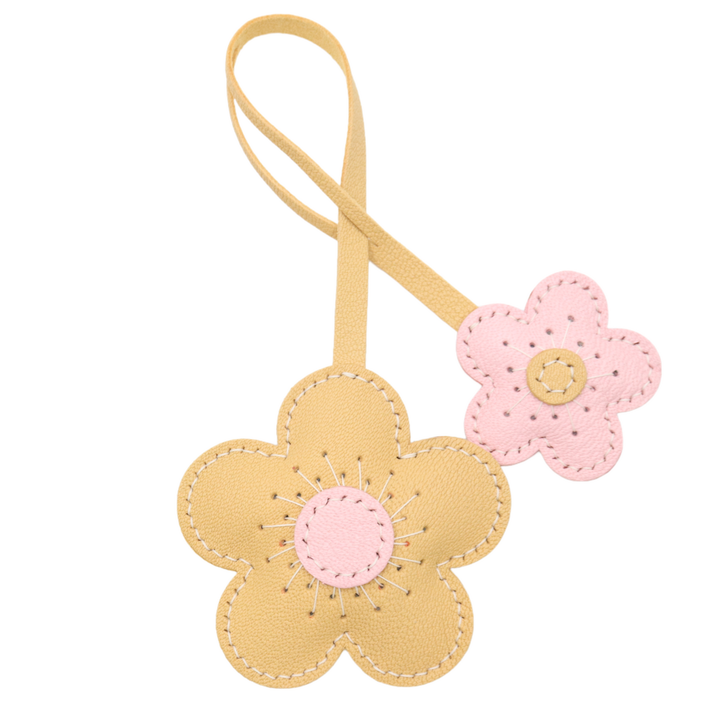 Leather Two-Tone Flower Bag Charms