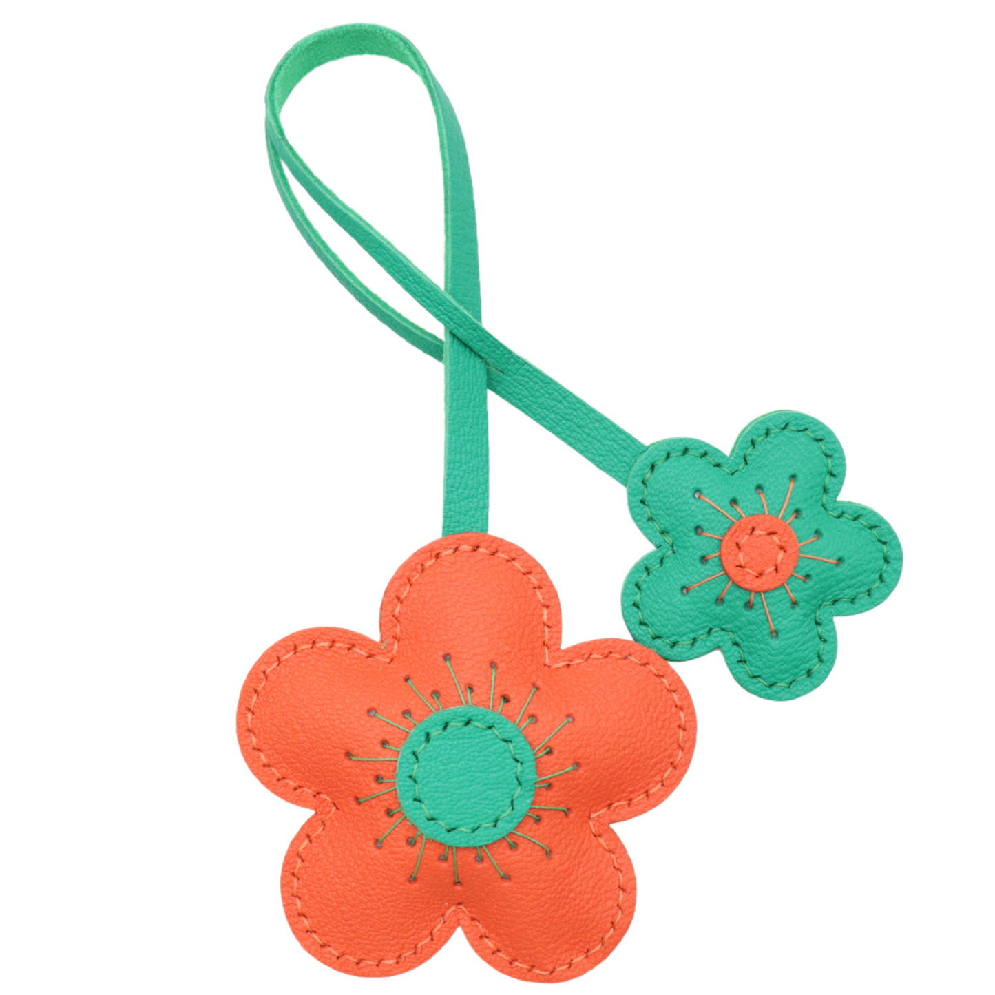 Leather Two-Tone Flower Bag Charms