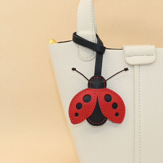 French Goat Leather Ladybug Keychain & Bag Charm
