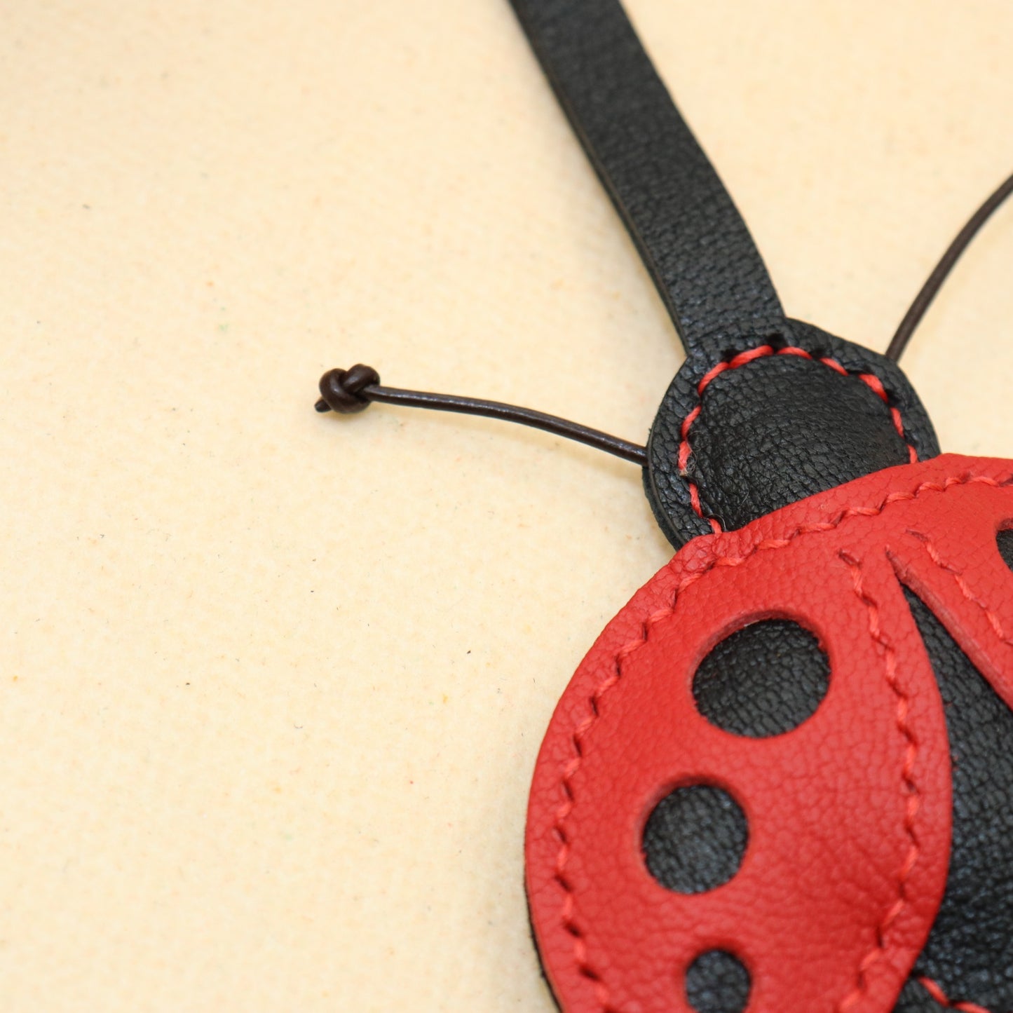 French Goat Leather Ladybug Keychain & Bag Charm