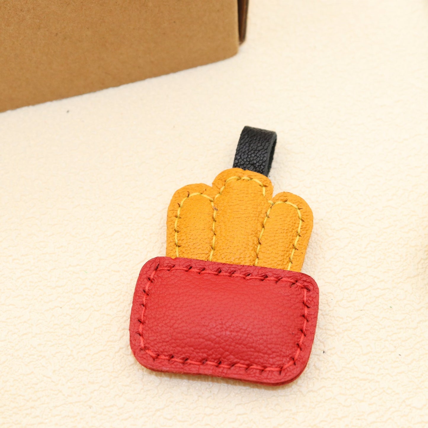 Leather Bubble Tea Cup & French Fries Bag Charm