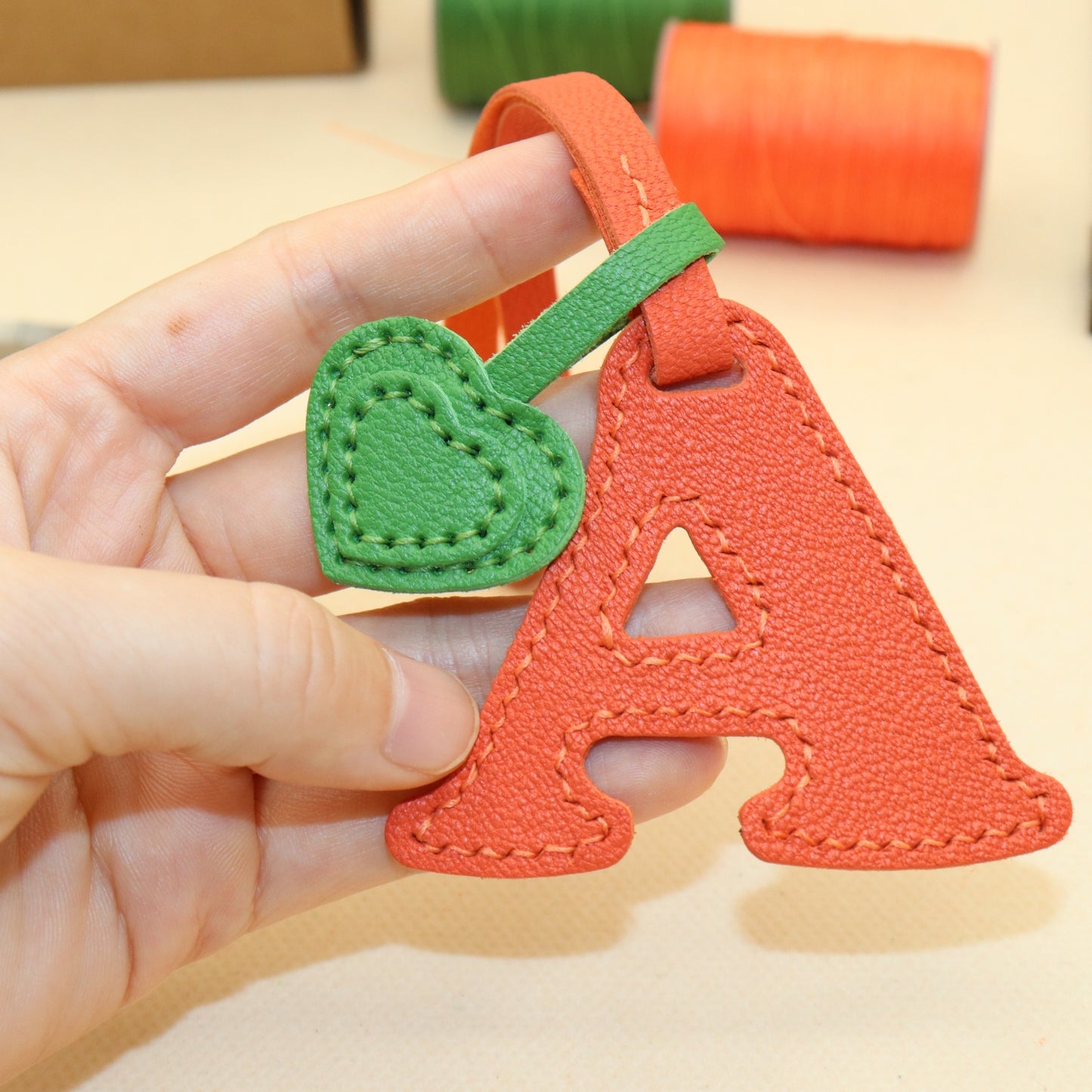 Initial Letter A-Z Bag Charm with Heart