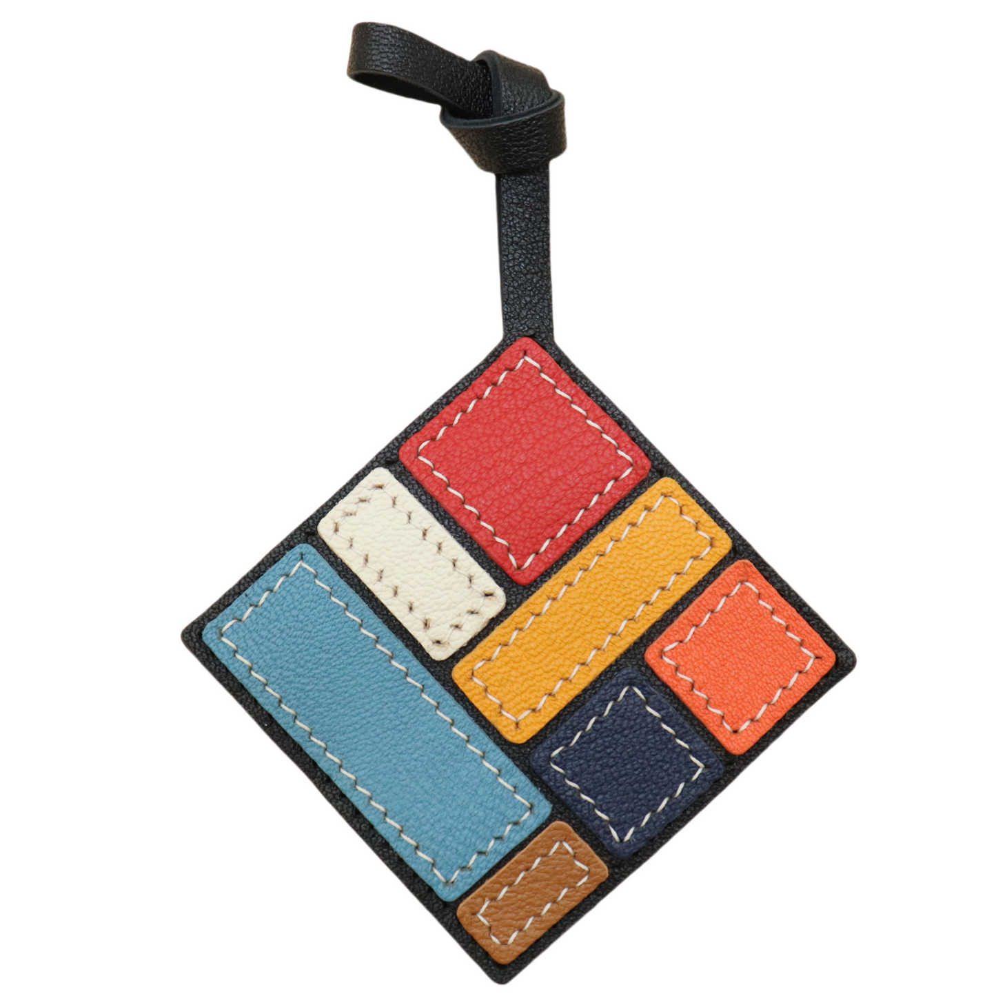 Leather Geometric Art Bag Charm