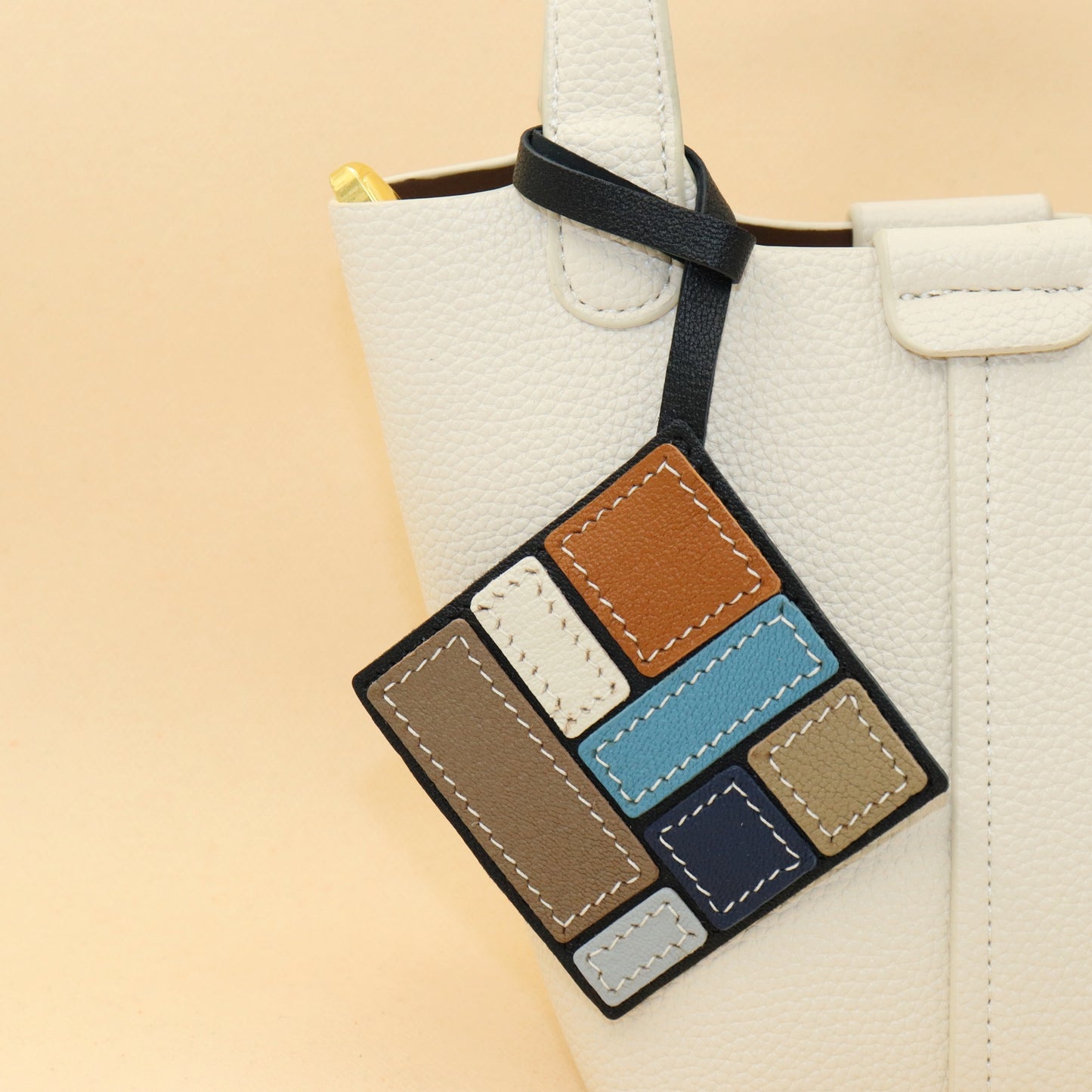 Leather Geometric Art Bag Charm