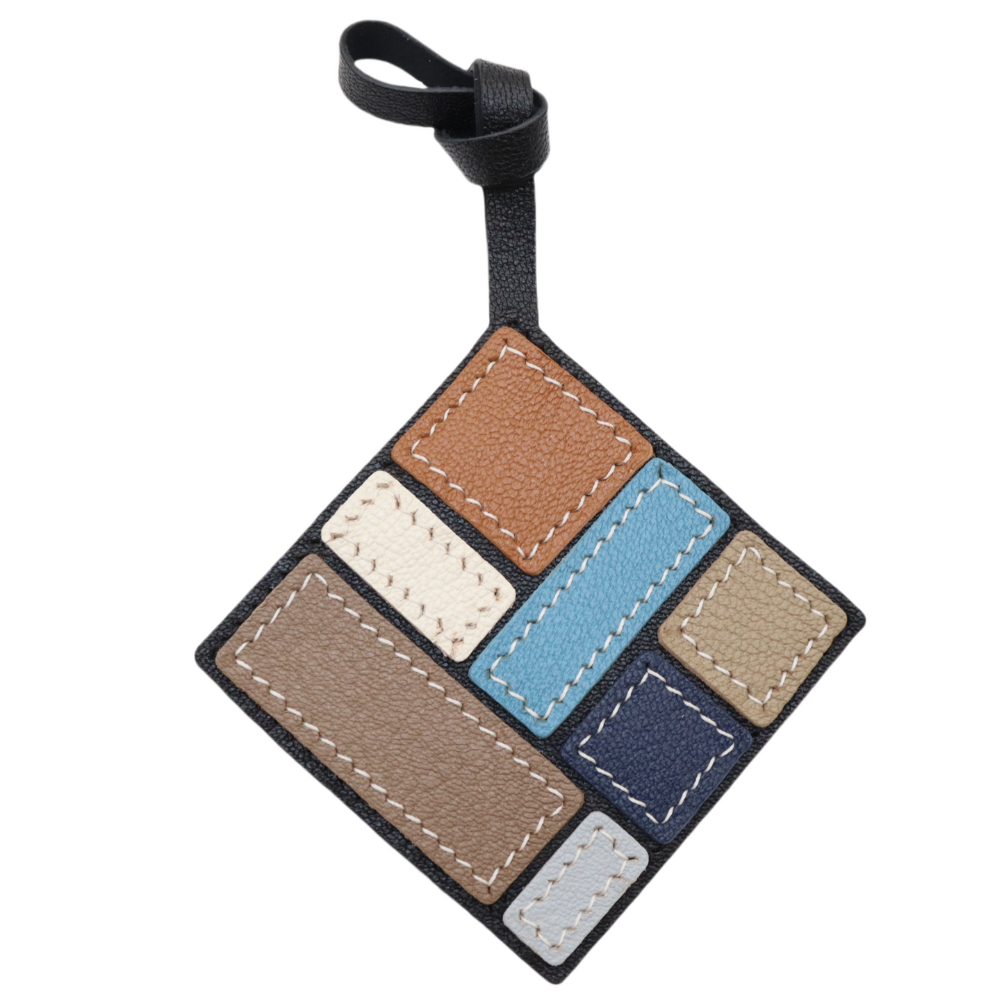 Leather Geometric Art Bag Charm