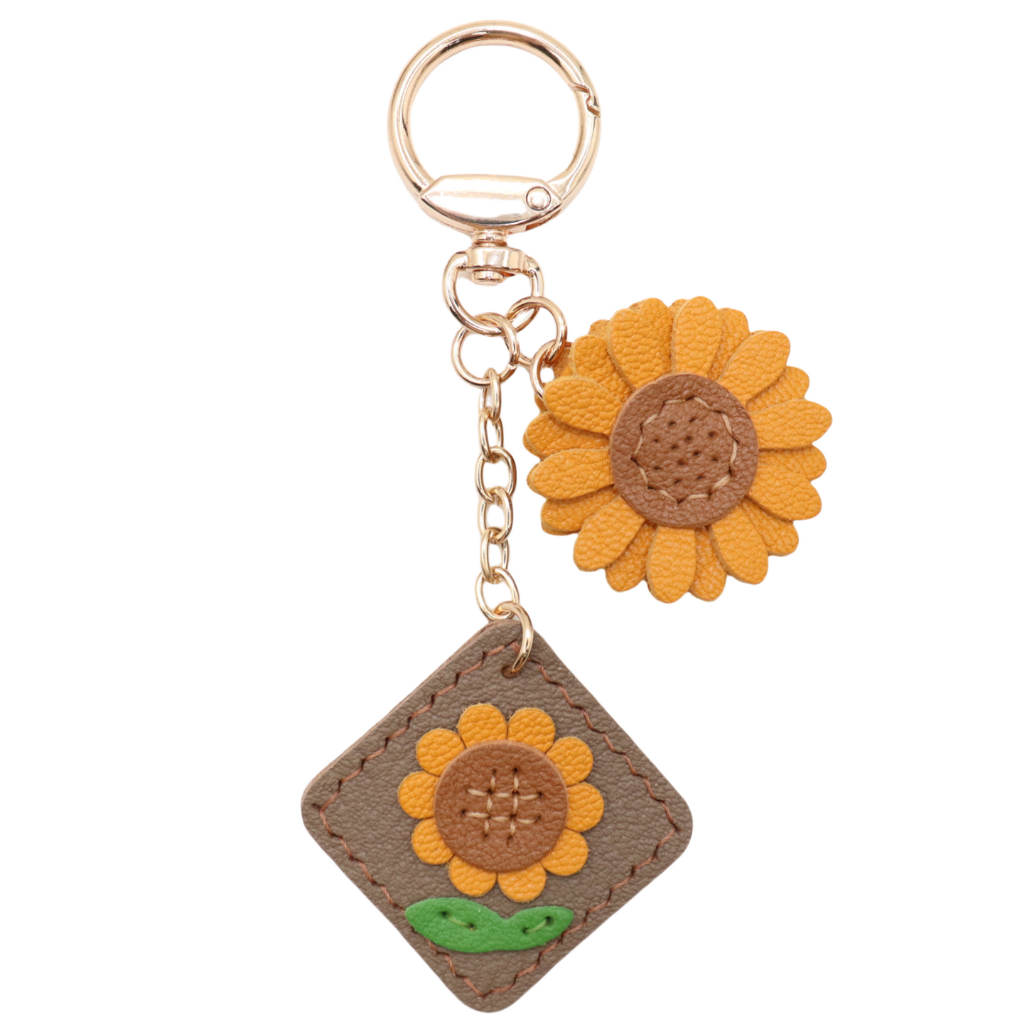 Leather Double Flower Keychain