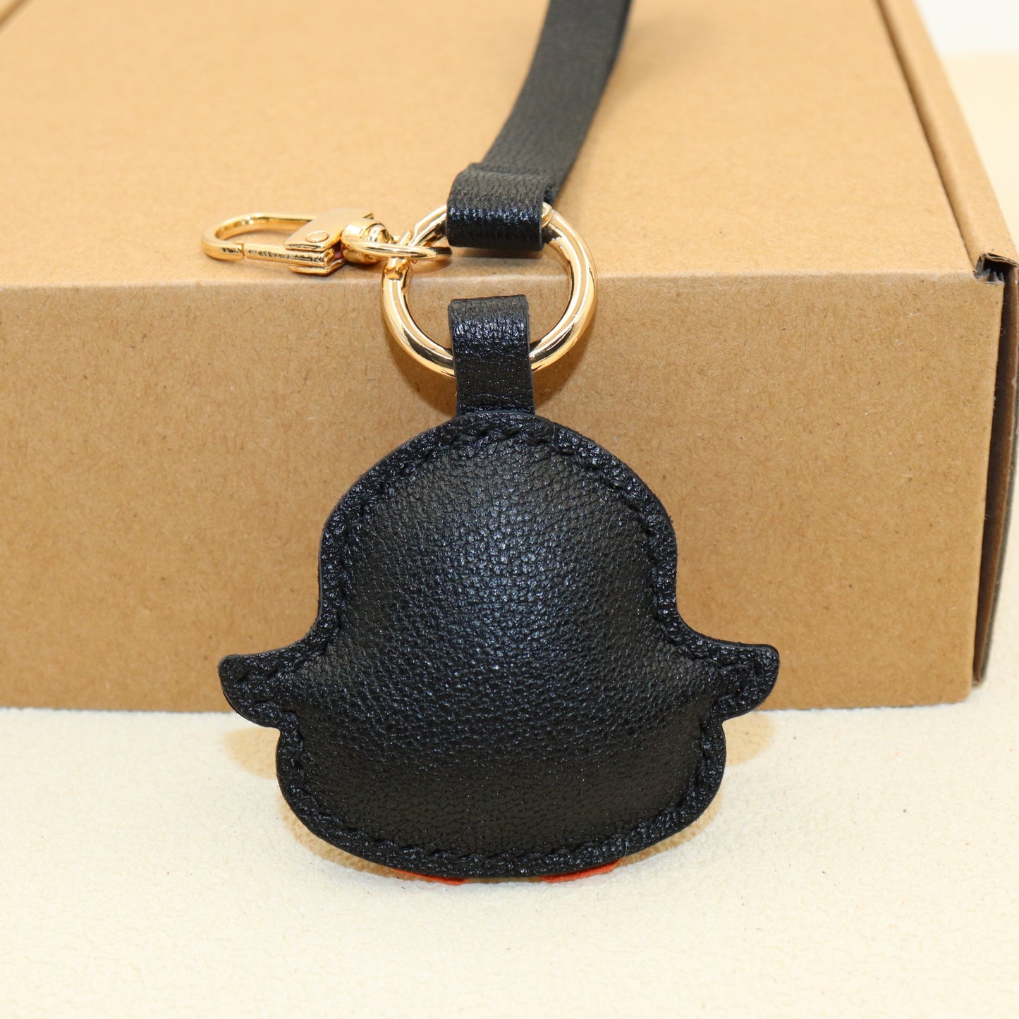 Handmade Penguin Leather Bag Charm Keychain