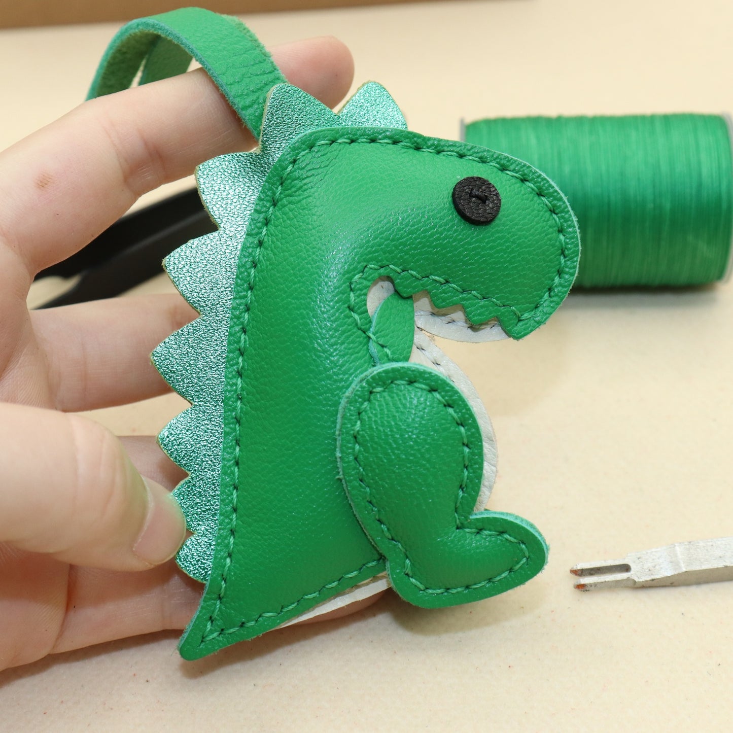 Real Leather Dinosaur Bag Charm