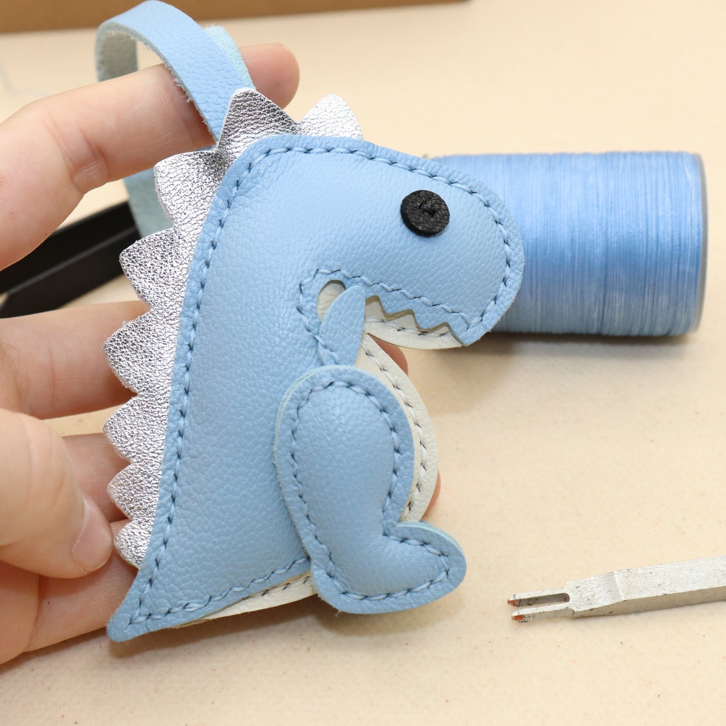 Real Leather Dinosaur Bag Charm