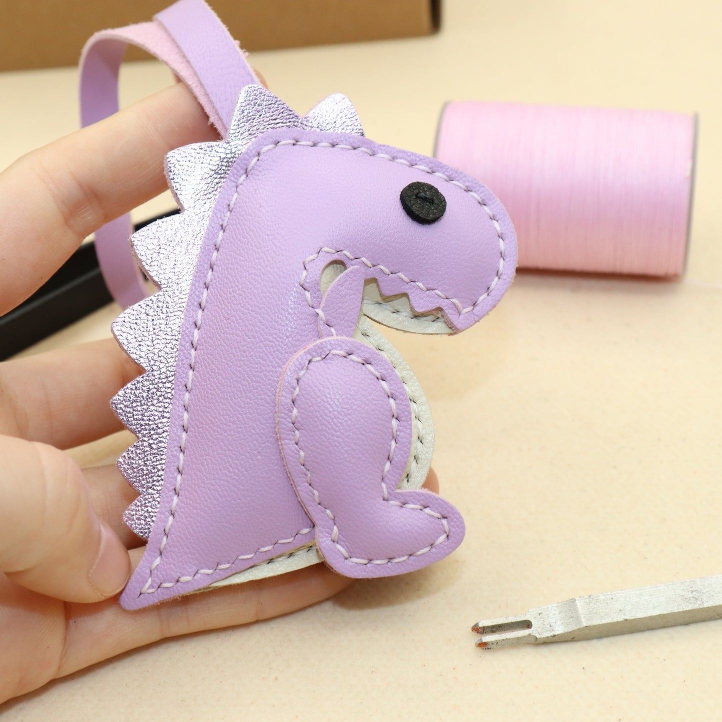 Real Leather Dinosaur Bag Charm