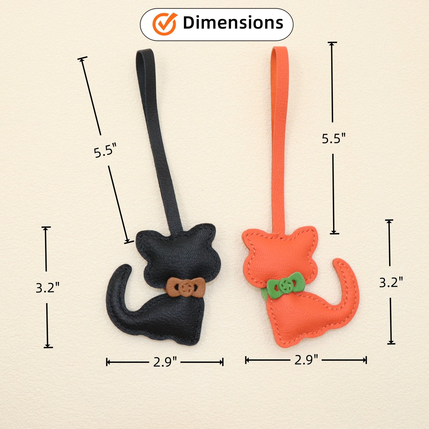 Leather Cat Bag Charm with Bow
