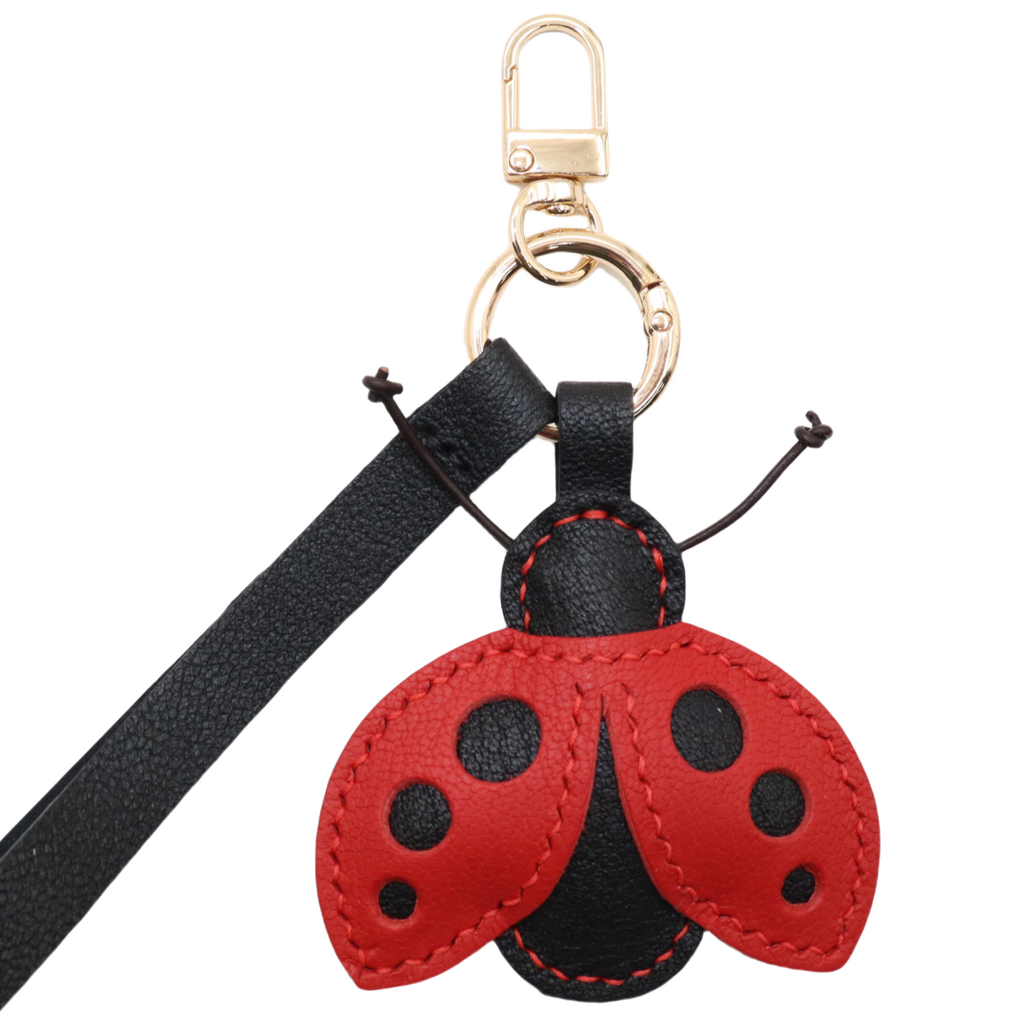 French Goat Leather Ladybug Keychain & Bag Charm
