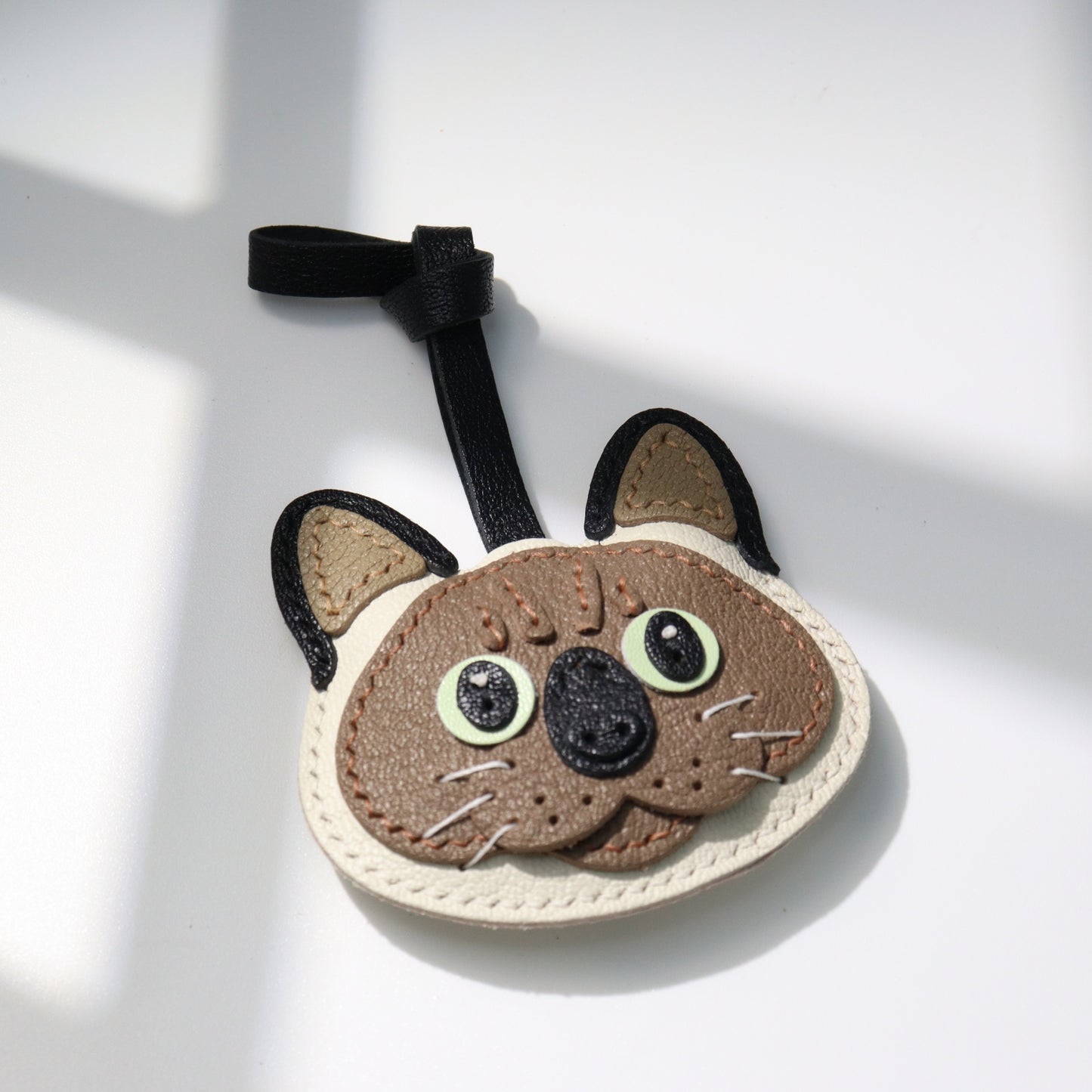 Leather Siamese Cat Bag Charm