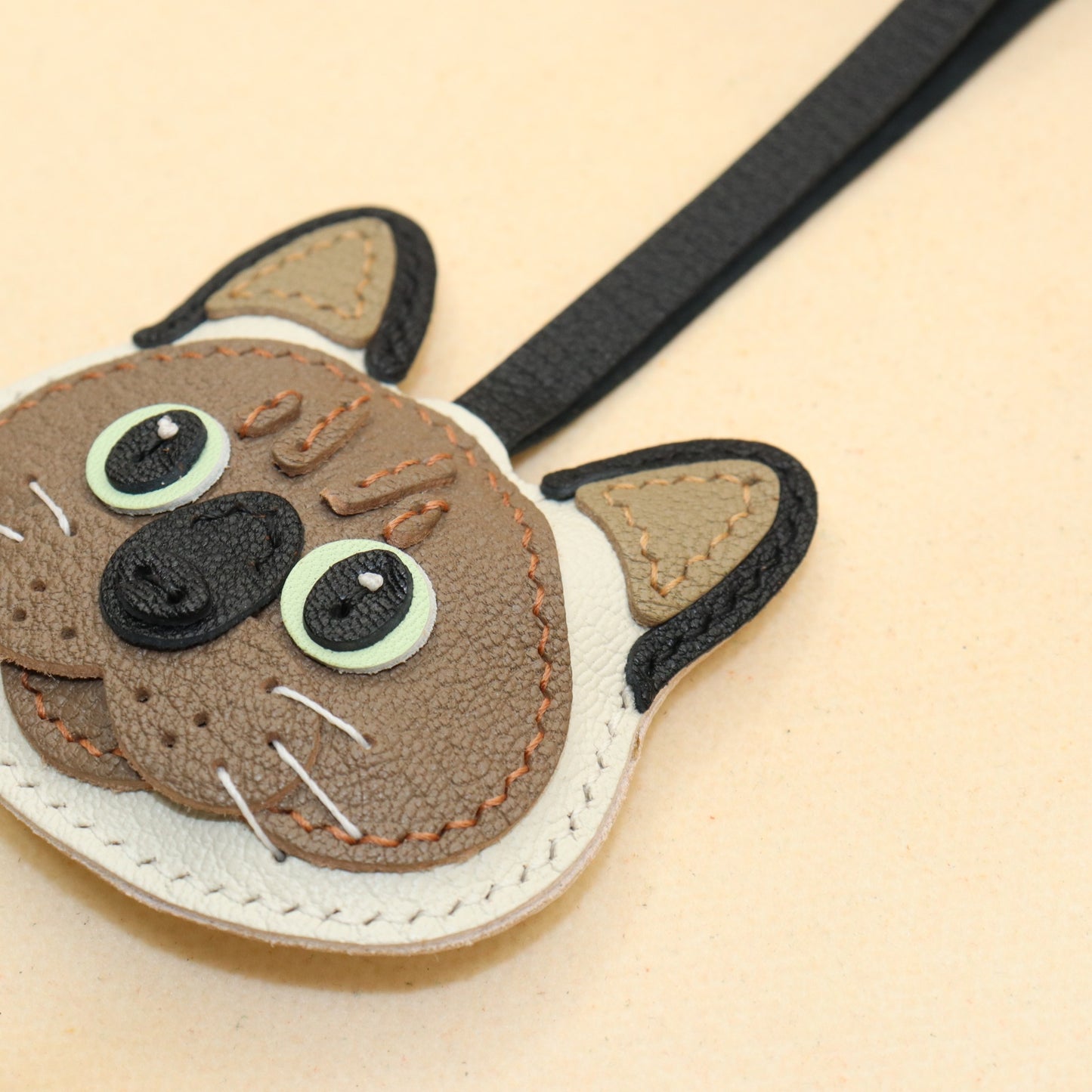Leather Siamese Cat Bag Charm