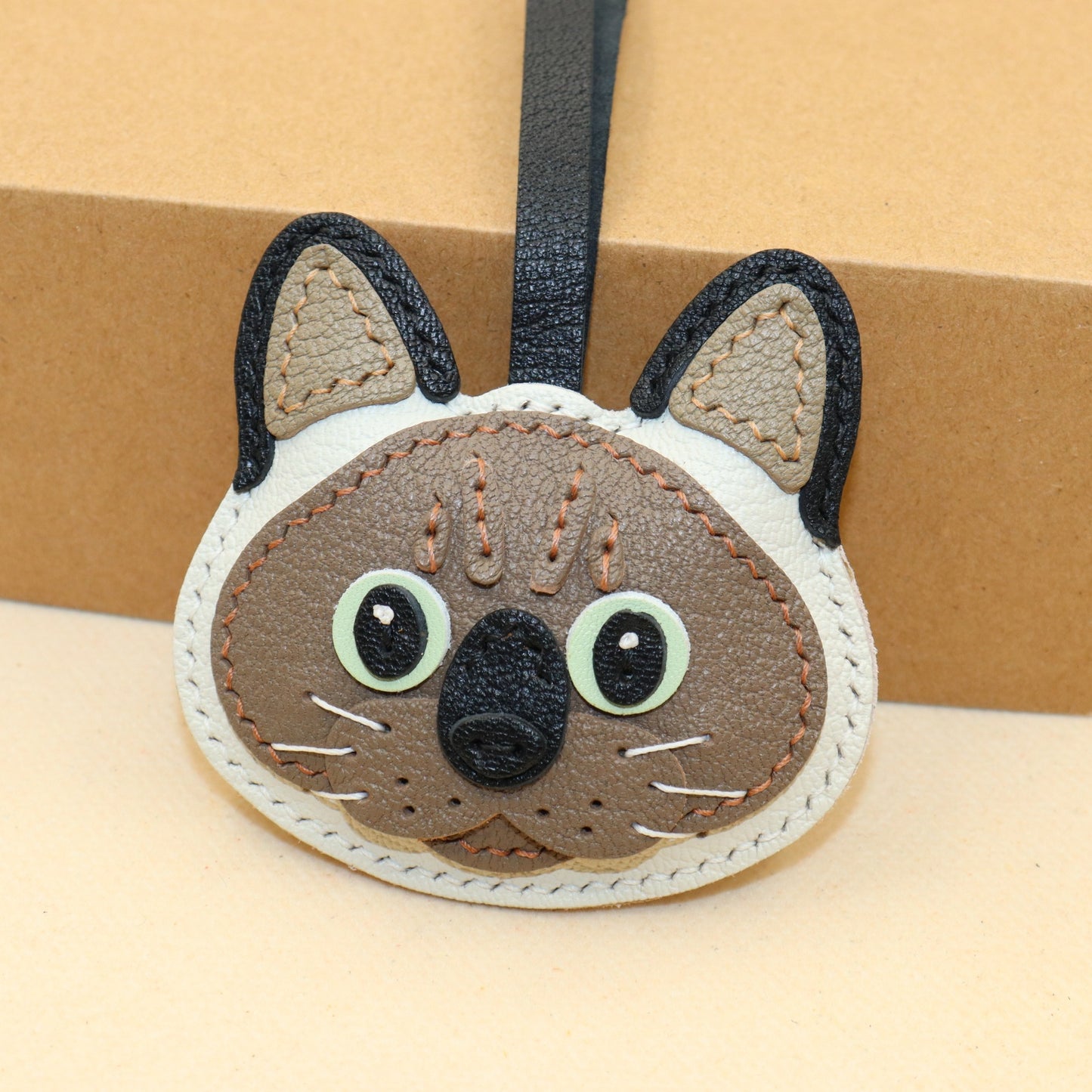 Leather Siamese Cat Bag Charm