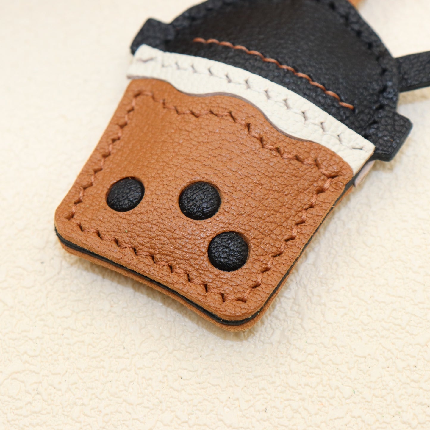 Leather Boba Tea Cup Charm