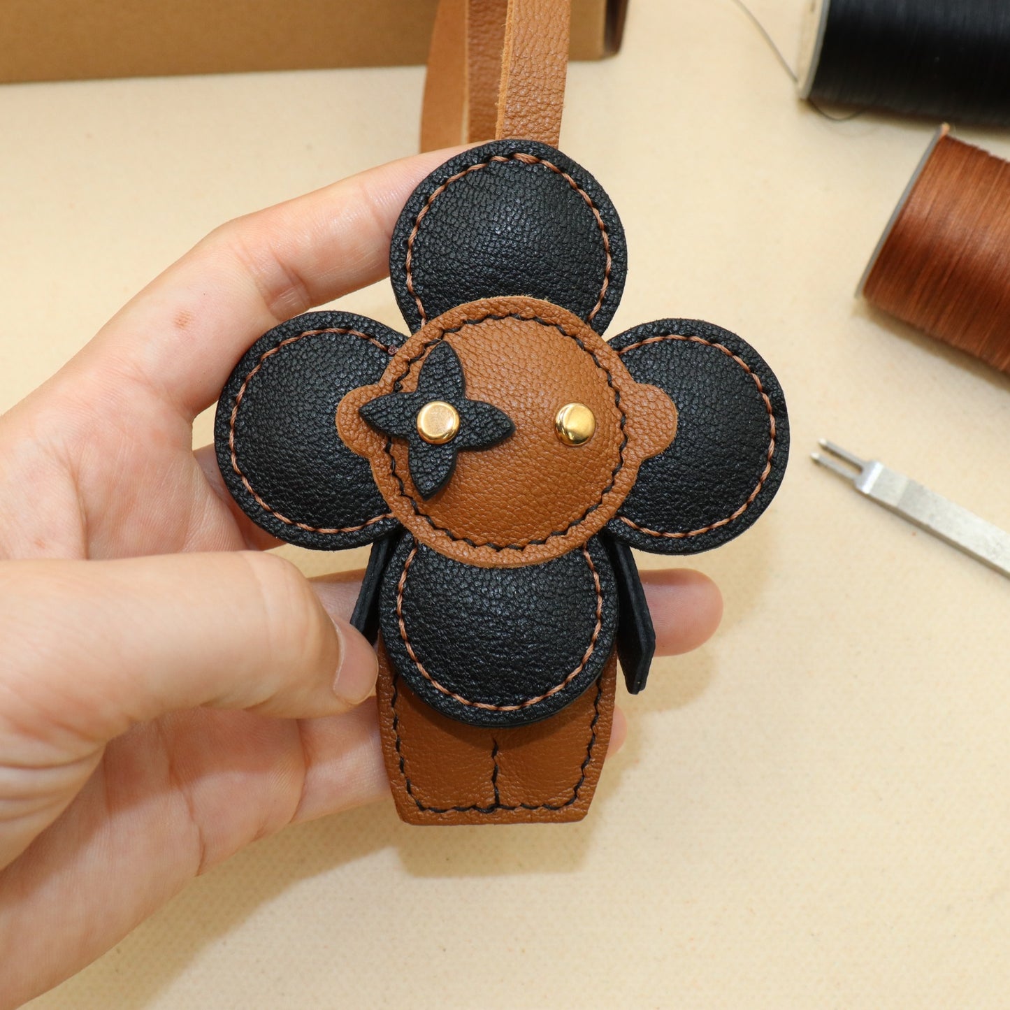 Leather Flower Doll Bag Charm