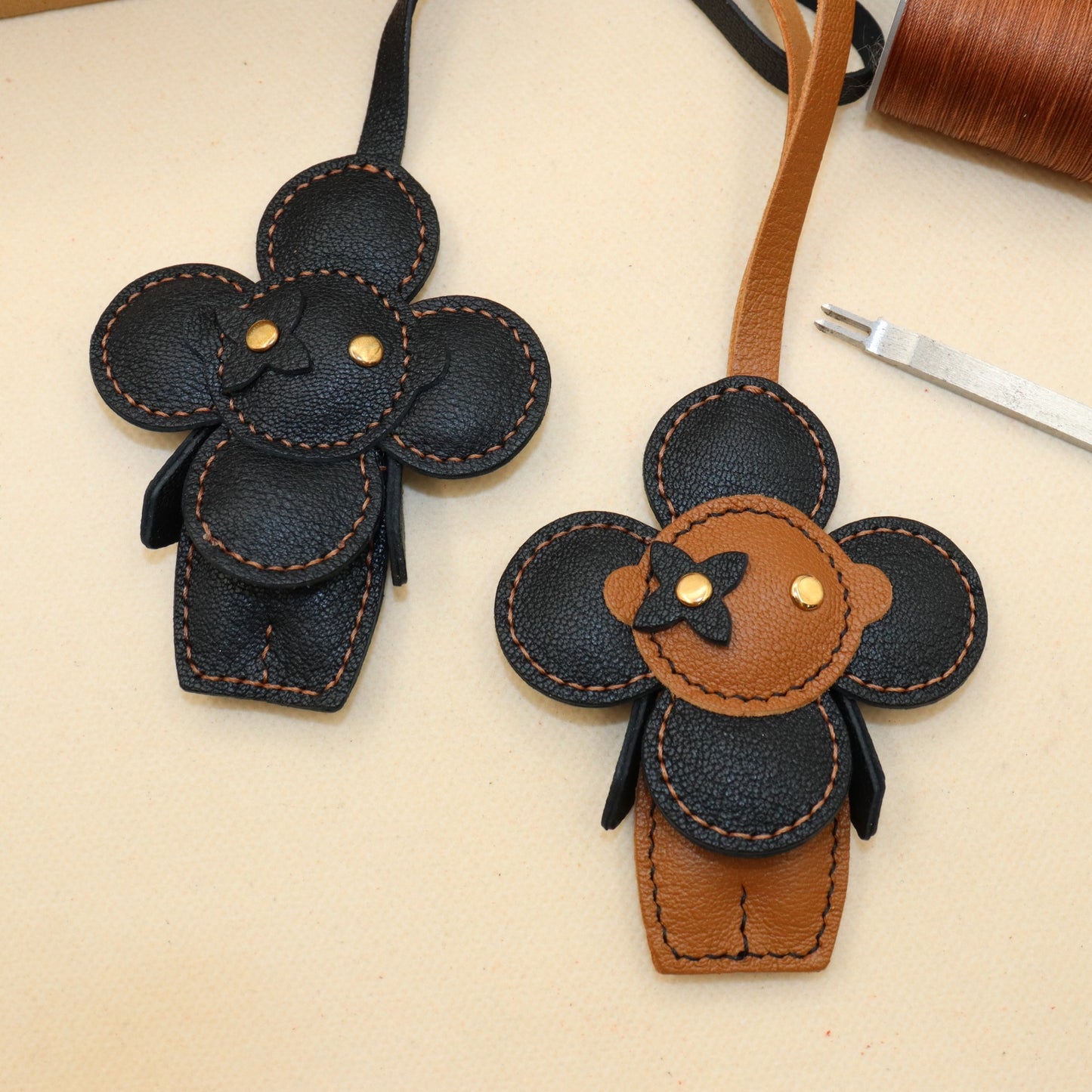 Leather Flower Doll Bag Charm