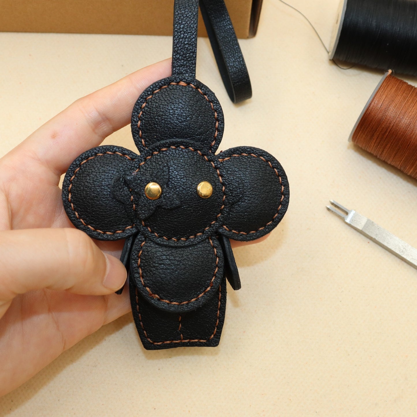 Leather Flower Doll Bag Charm