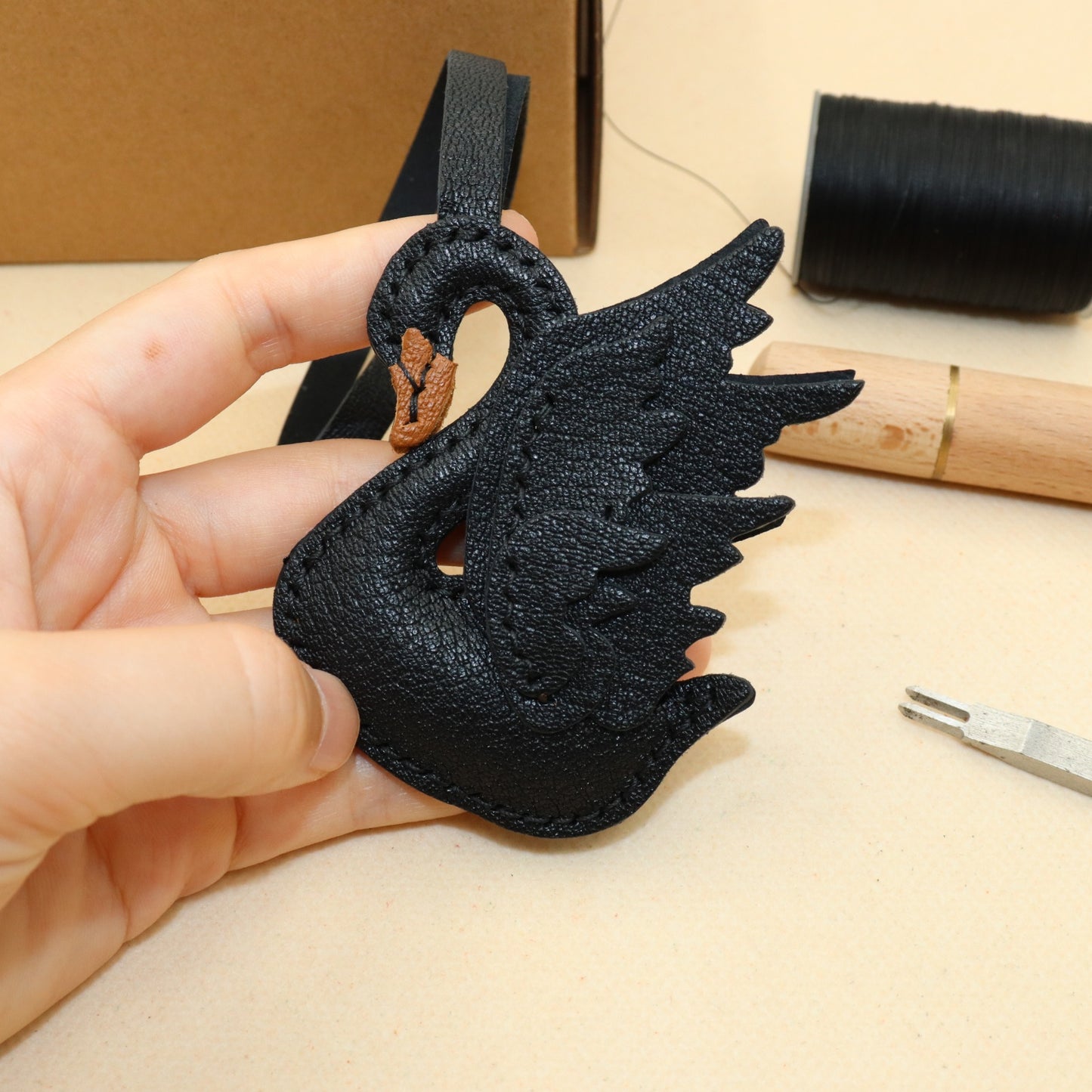 French Goat Leather Swan Bag Charm