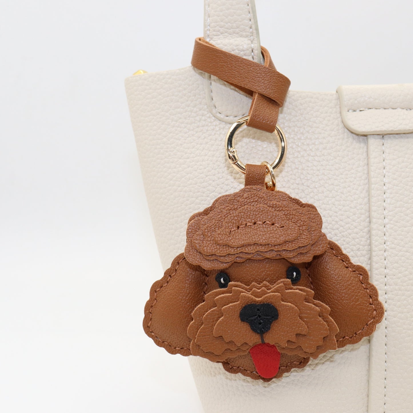 Leather Poodle Dog Bag Charm Keychain