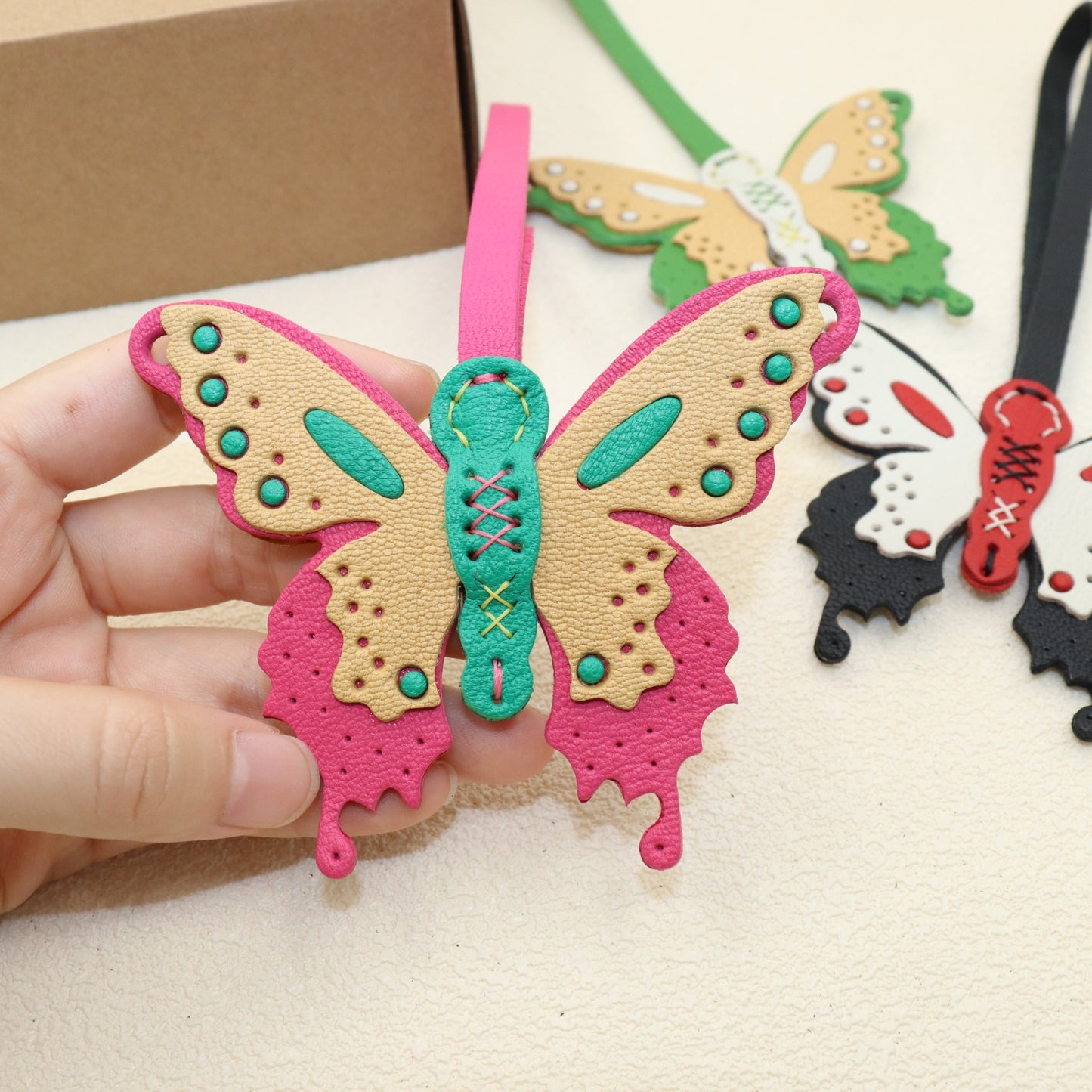 Leather Butterfly Bag Charm