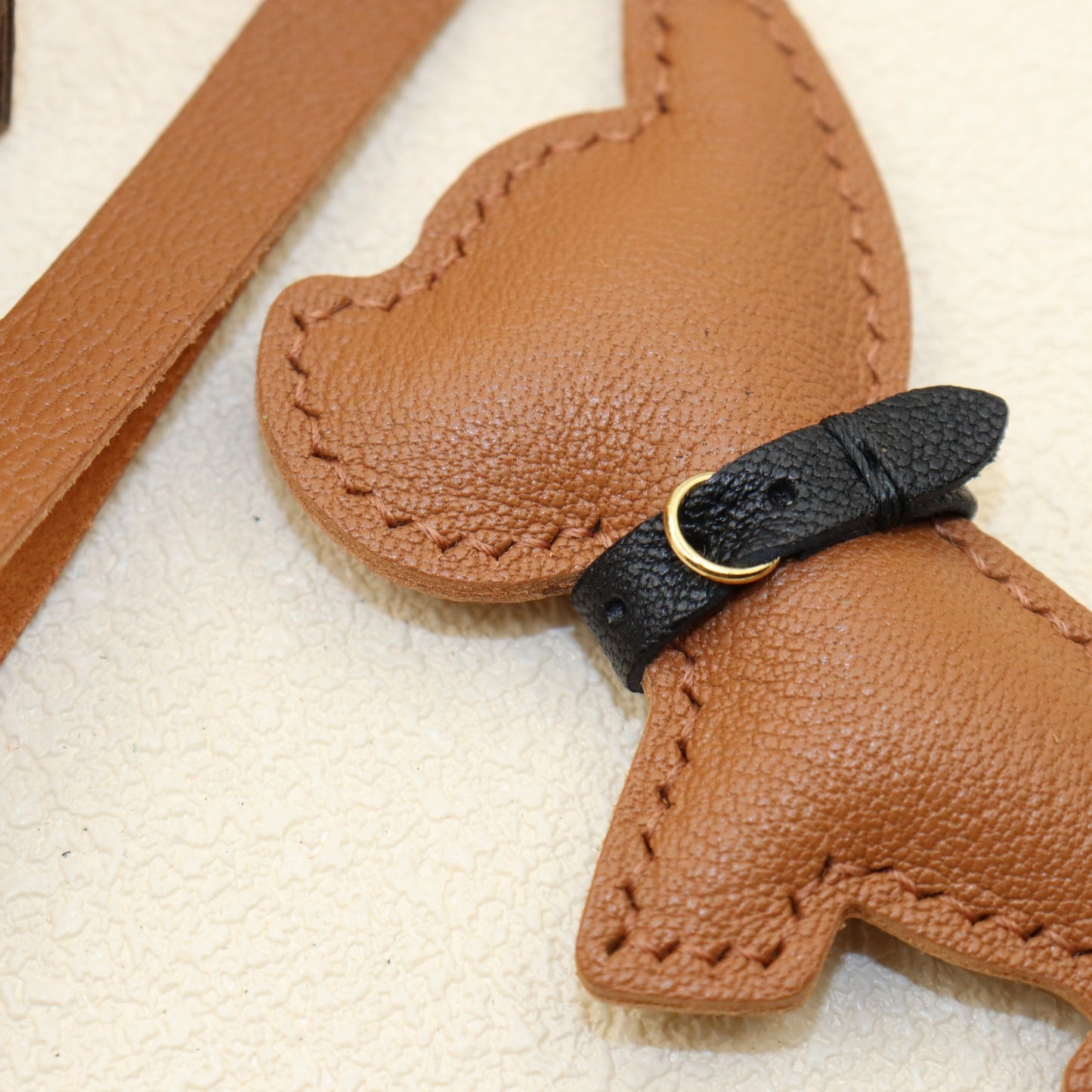 Leather Dog with Mini Belt Keychain