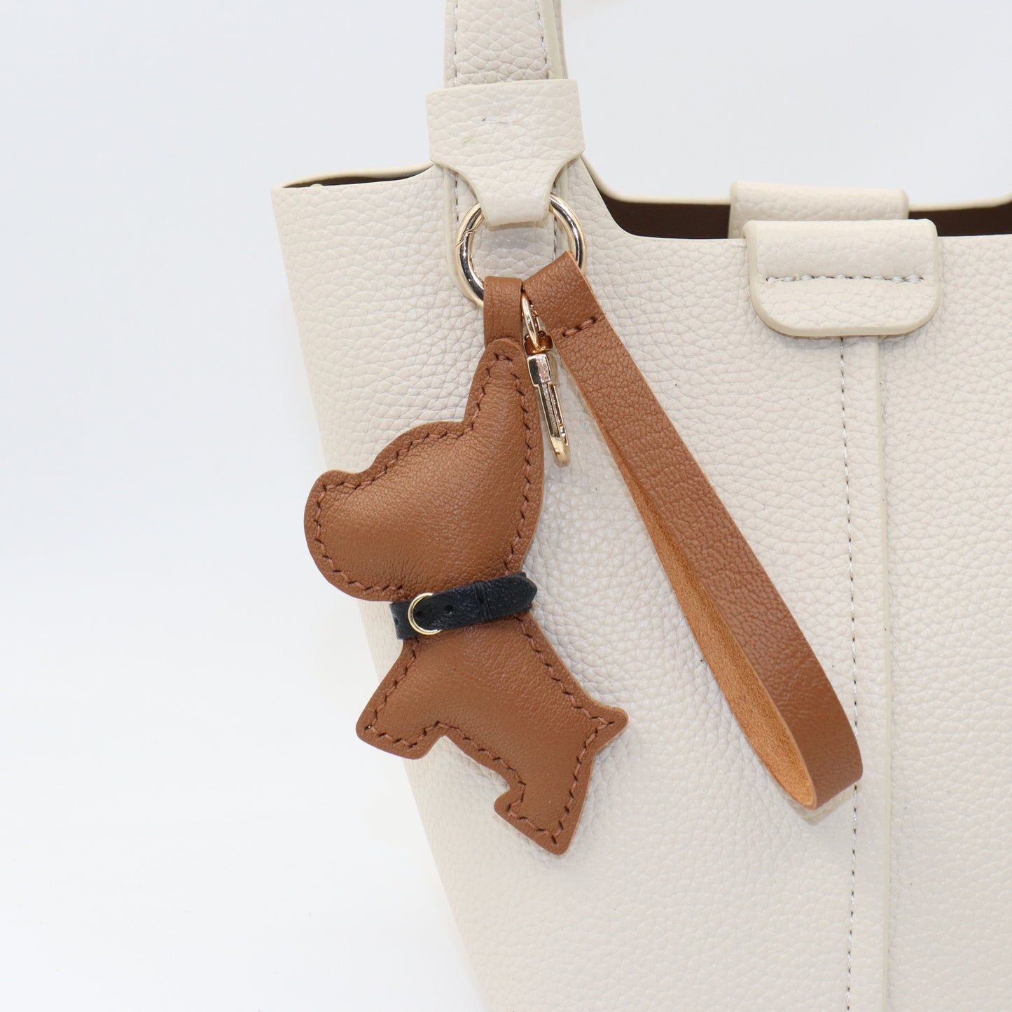 Leather Dog with Mini Belt Keychain