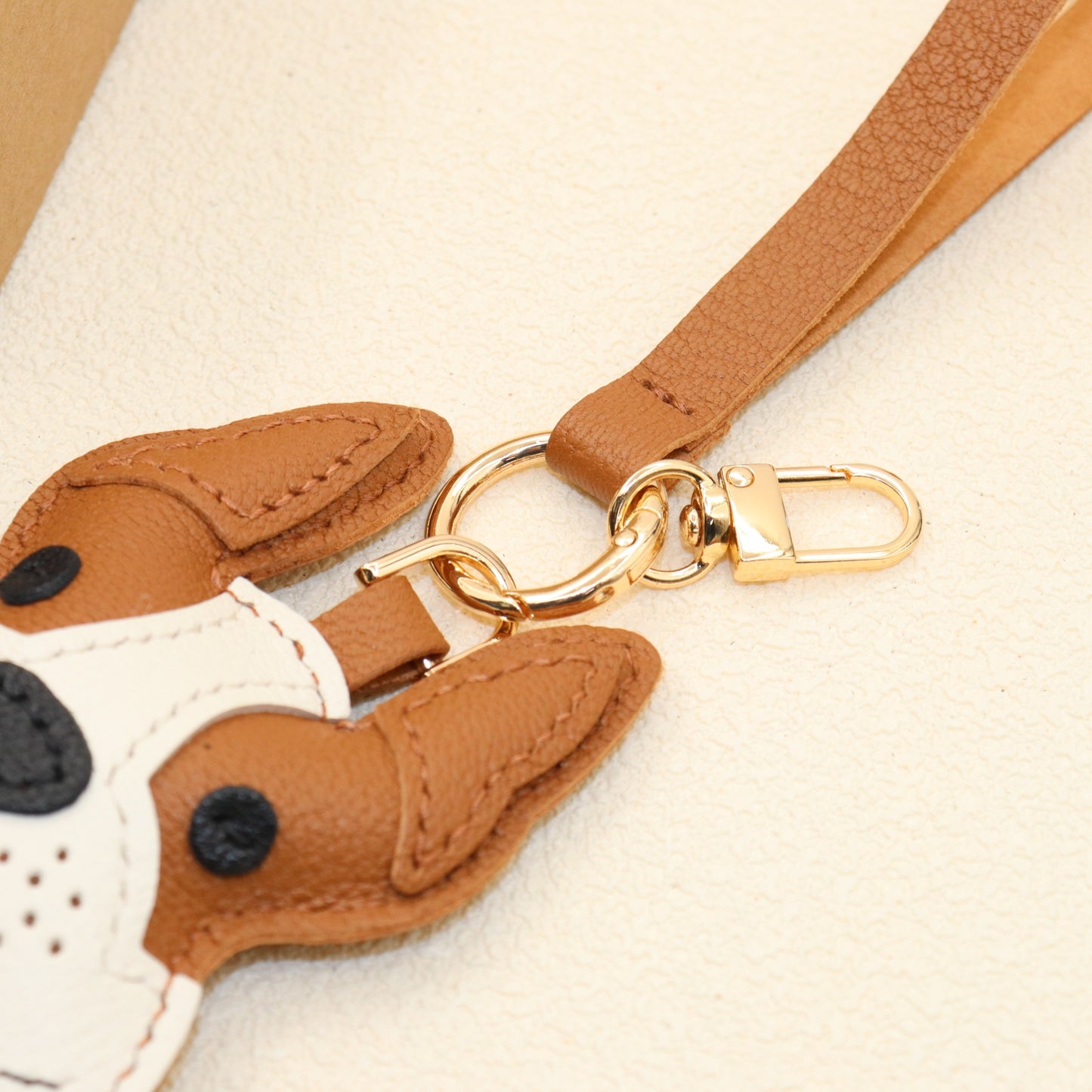 French Bulldog Leather Bag Charm Keychain