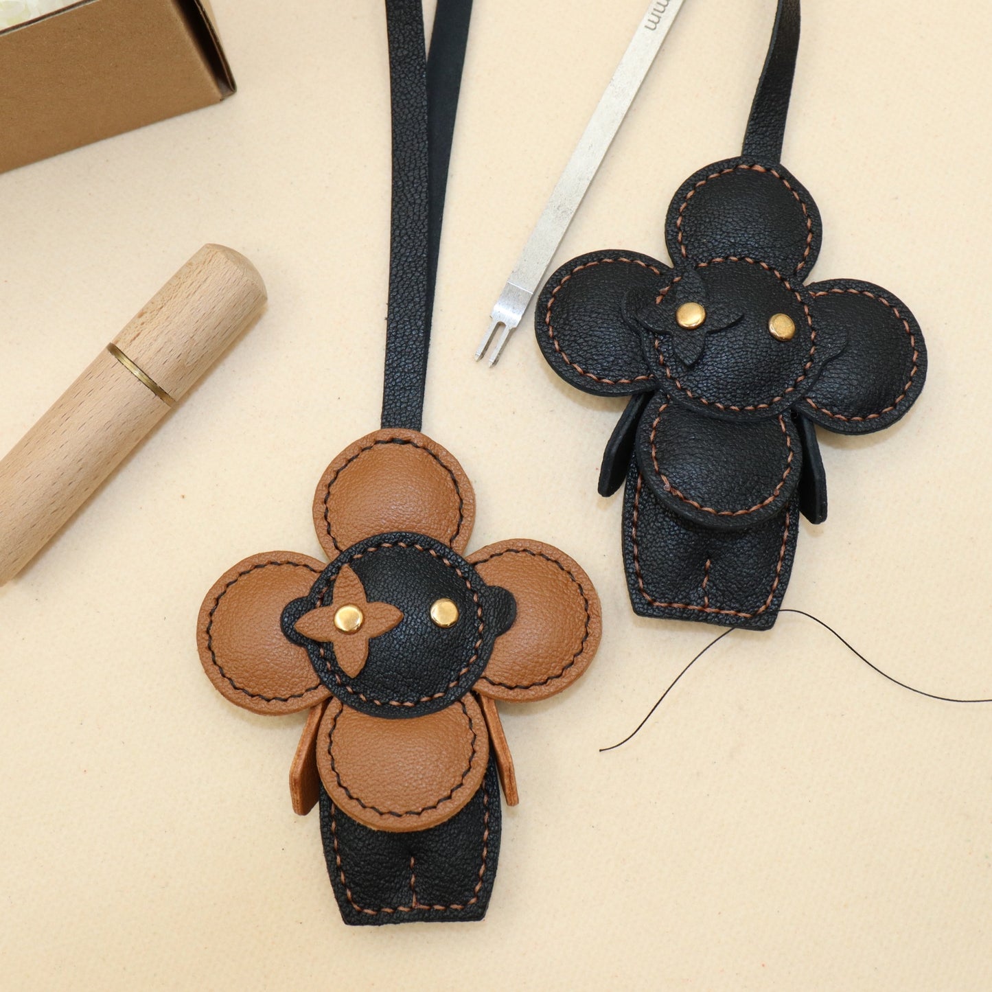 Leather Flower Doll Bag Charm