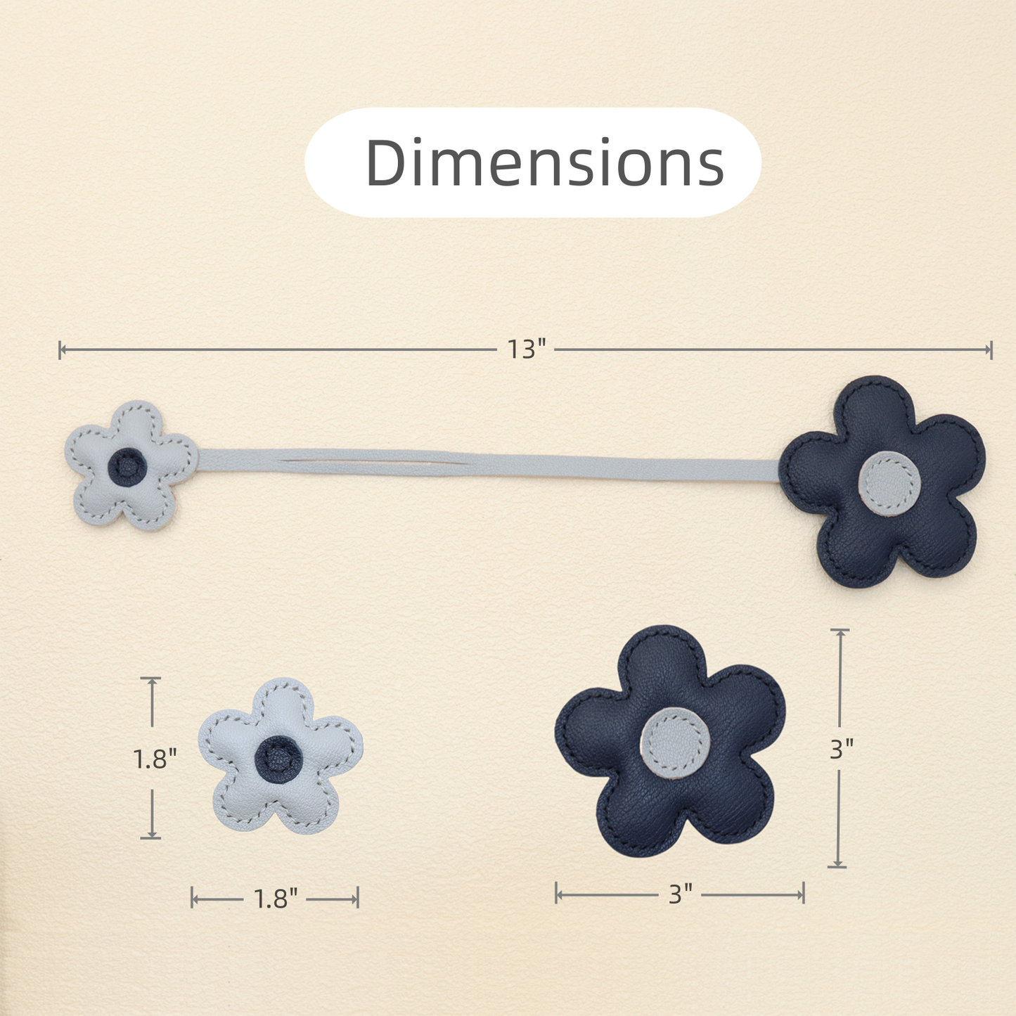 Leather Two-Color Design Flower Bag Charm