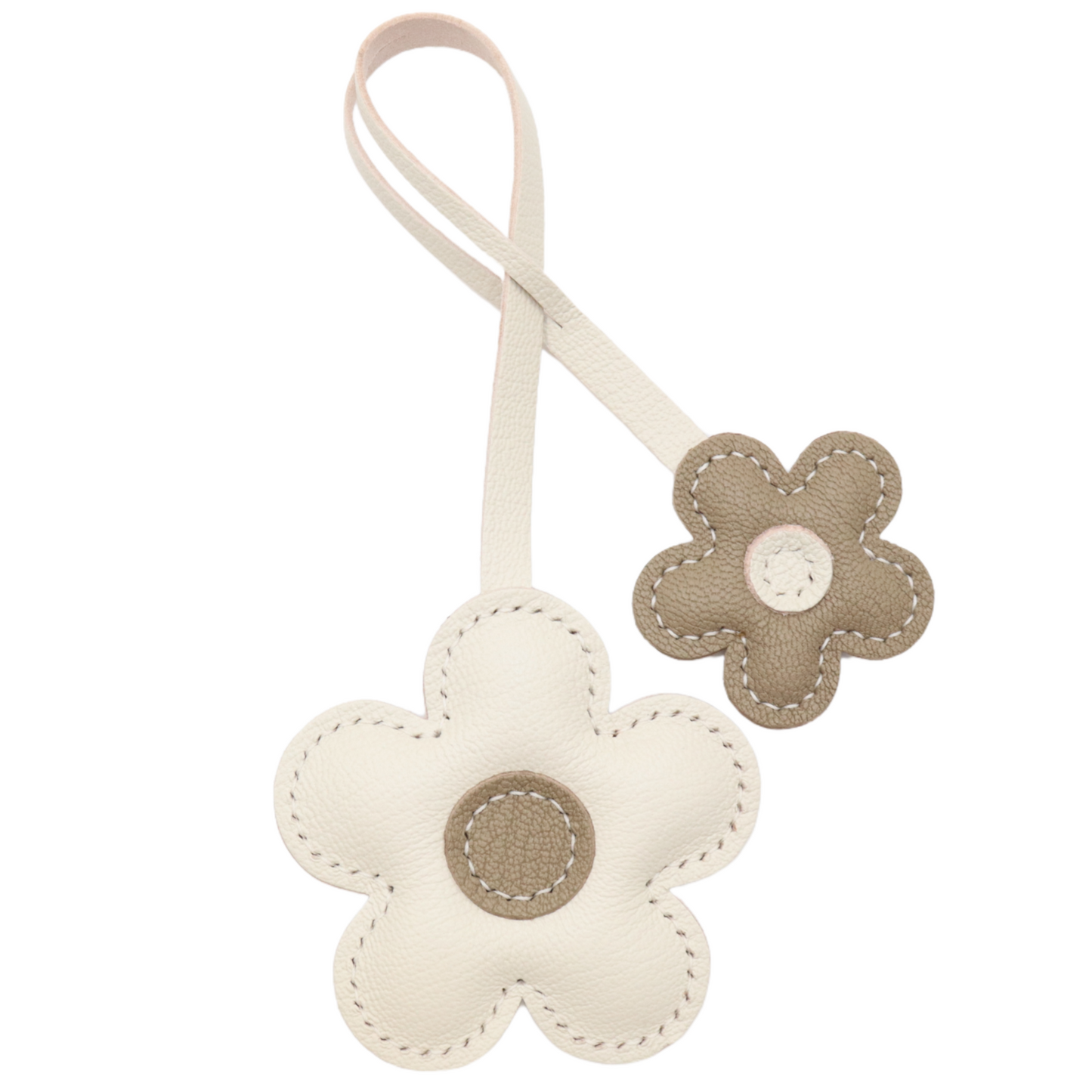 Leather Two-Color Design Flower Bag Charm