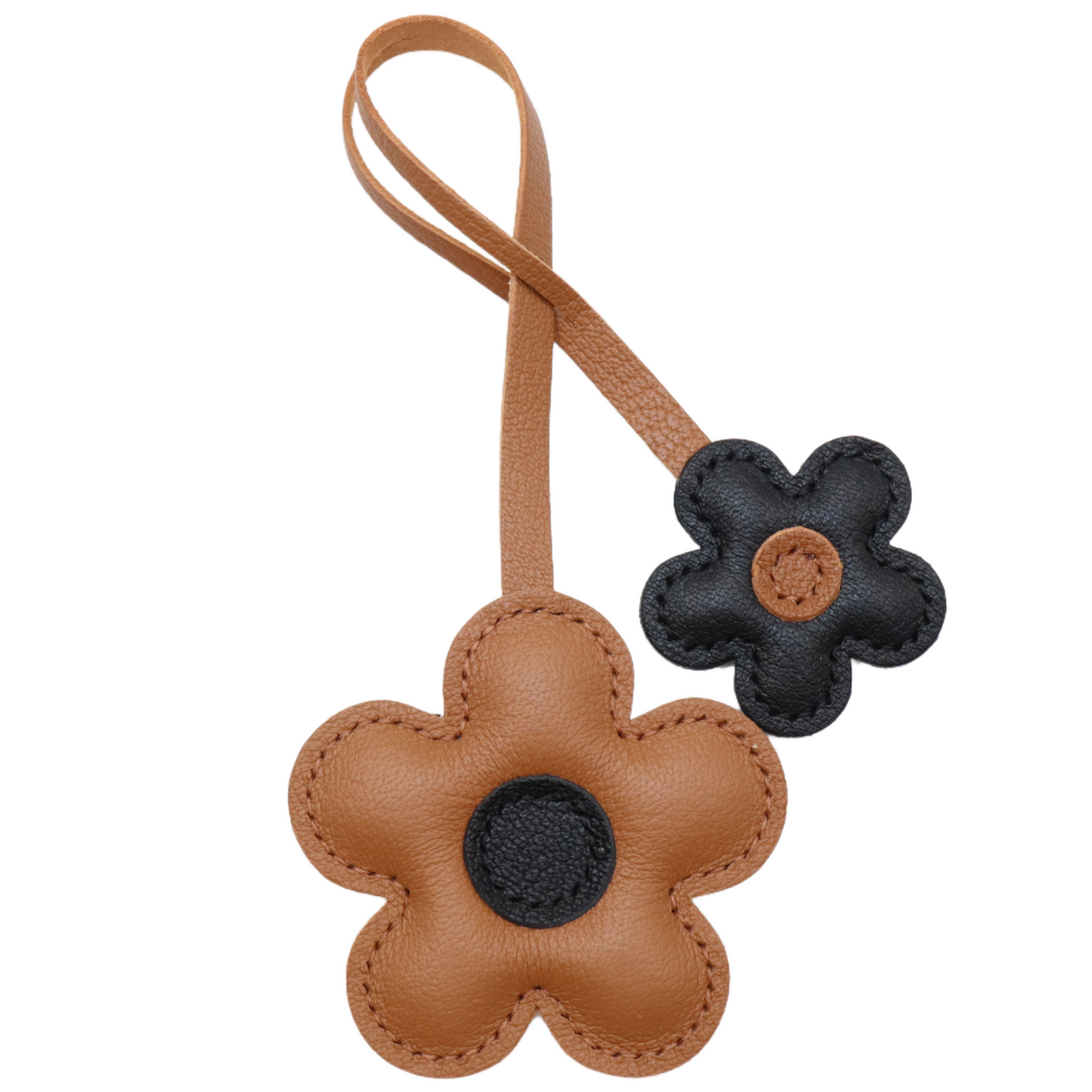 Leather Two-Color Design Flower Bag Charm