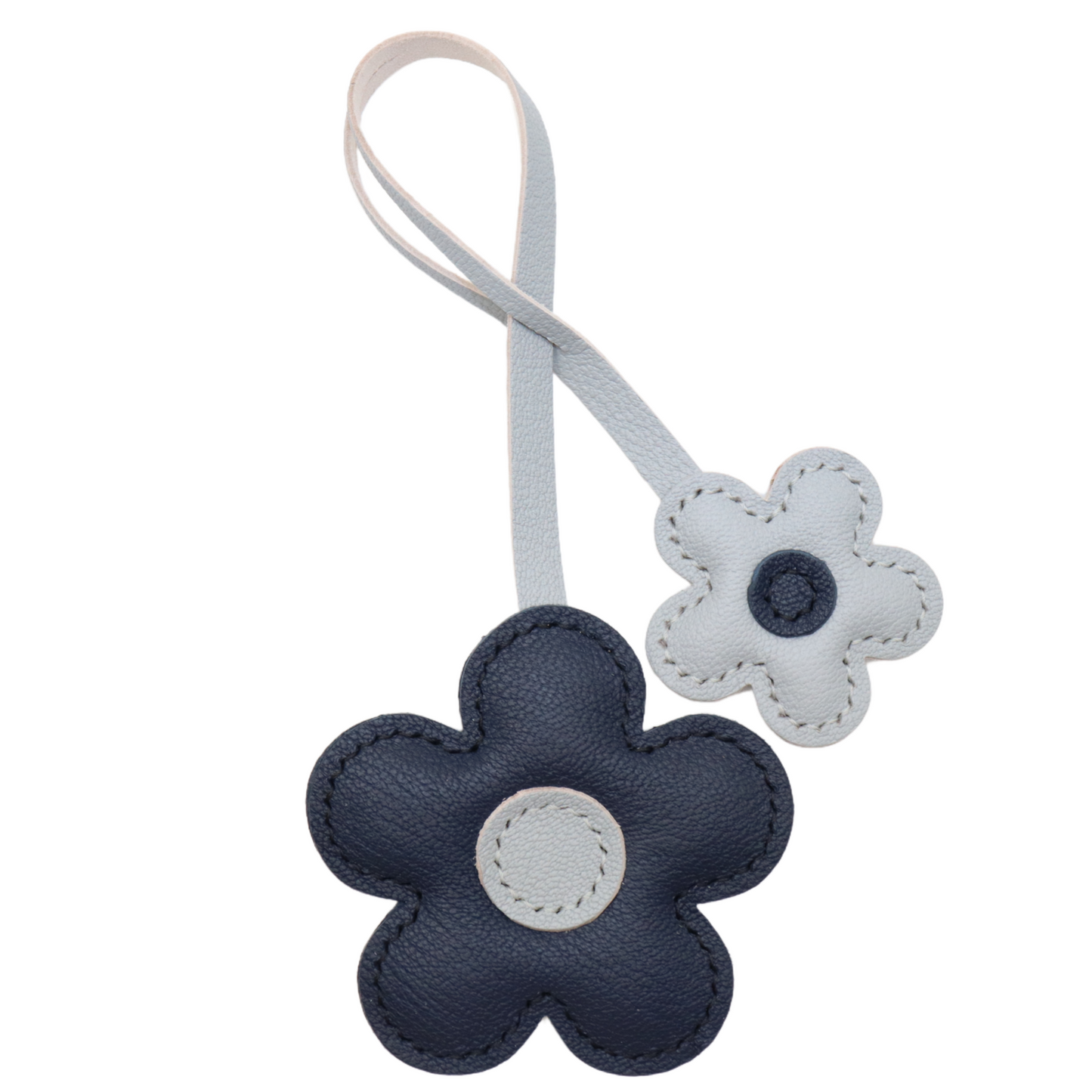 Leather Two-Color Design Flower Bag Charm
