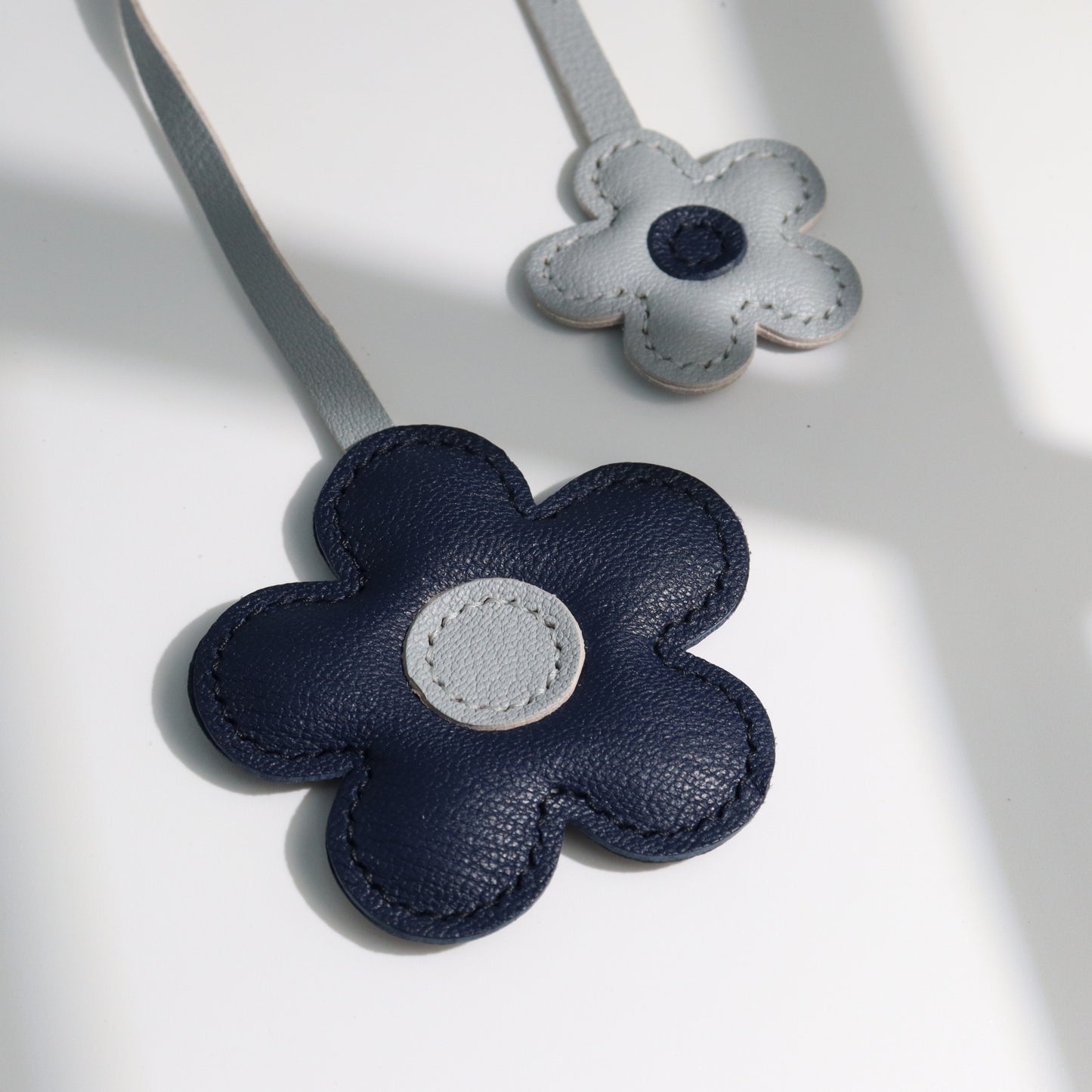 Leather Two-Color Design Flower Bag Charm
